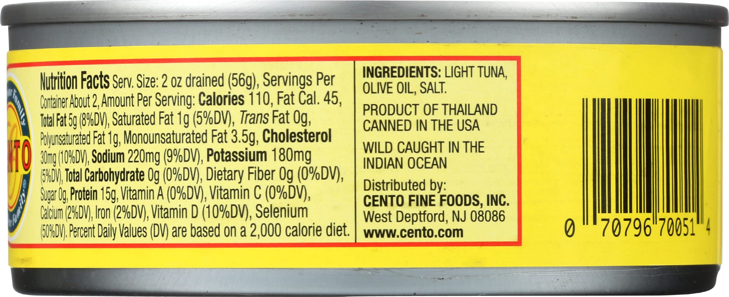 Cento Tuna in Olive Oil, 5 Ounce (Pack of 12) - Premium Italian Albacore Tuna for Salads, Sandwiches & Pasta Dishes - High Protein, Keto & Paleo Friendly