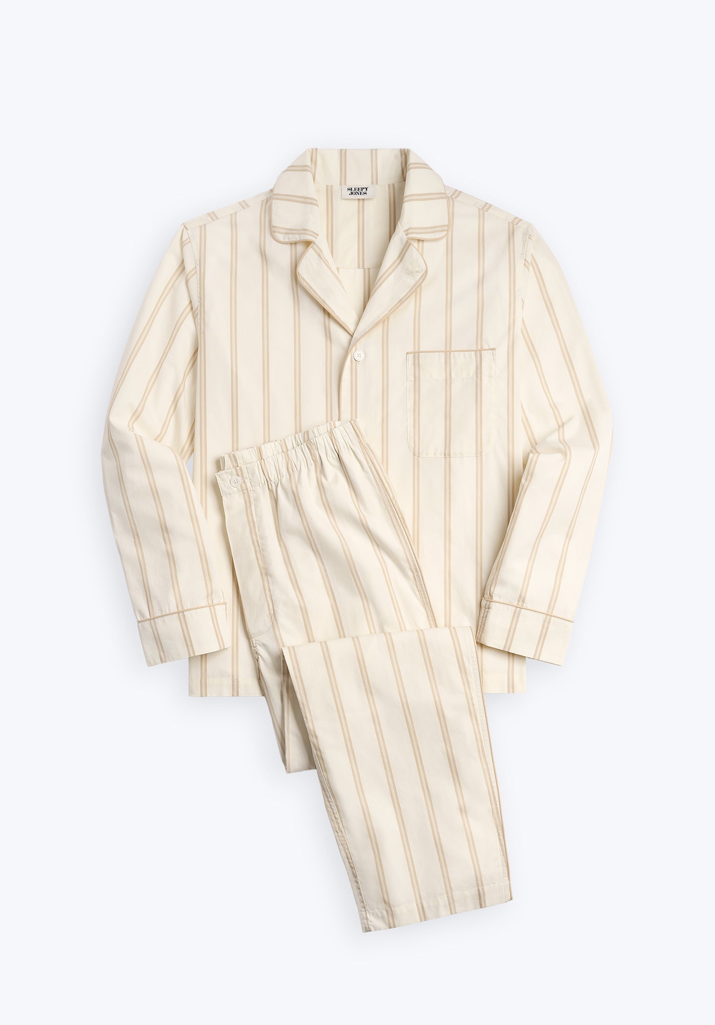 Lowell Pajama Set for Women - Soft Cotton Striped Sleepwear in Sand & Cream Colors | Cozy Lounge & Sleepwear for Relaxing at Home