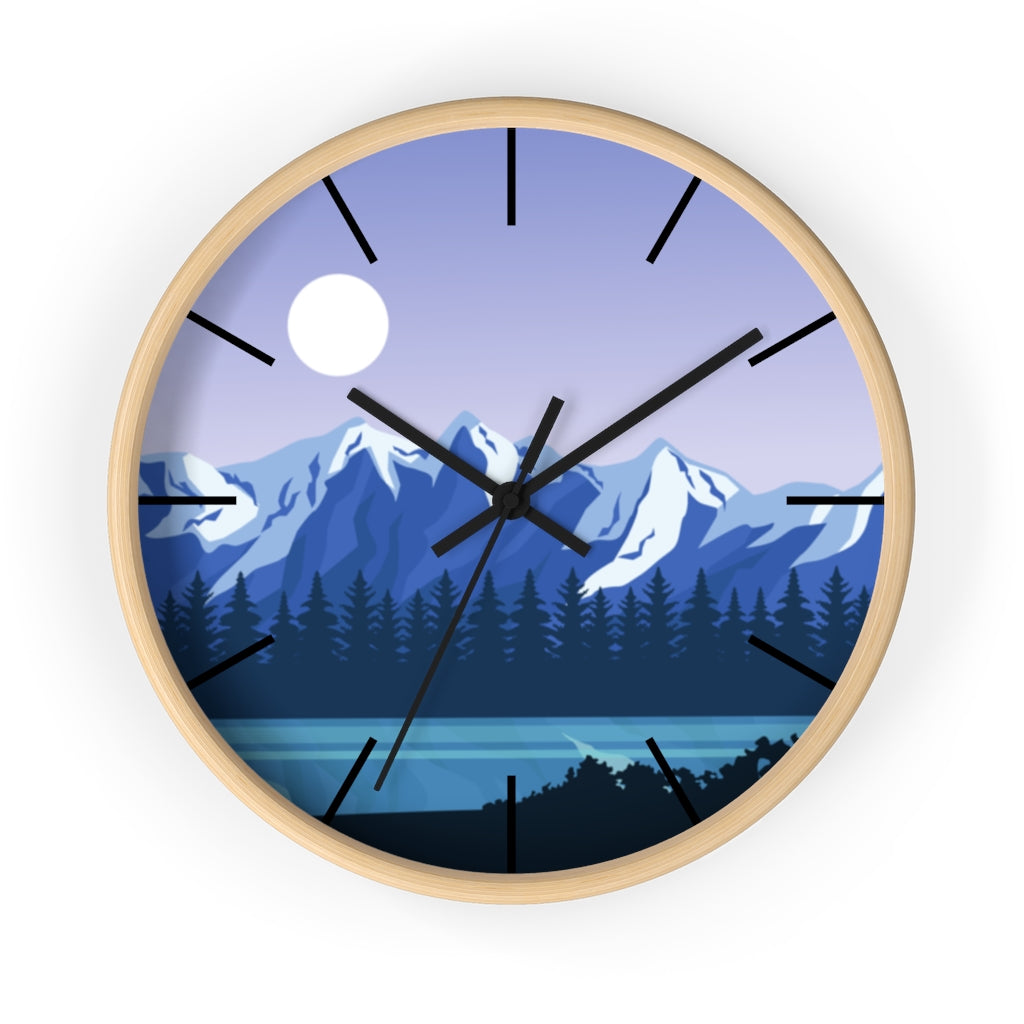 Blue Mountain Wall Clock - Large Silent Non-Ticking Modern Decor for Living Room, Bedroom & Office - Perfect for Home, Office & Gifts