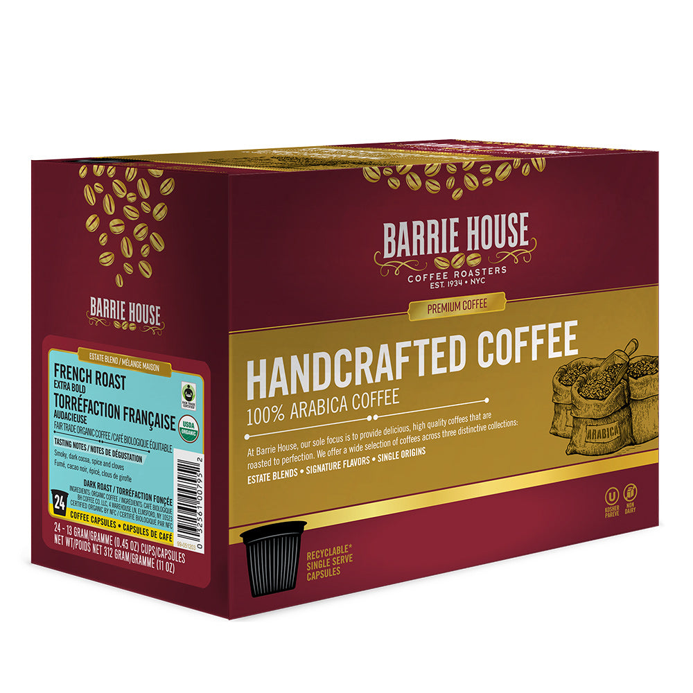 Barrie House French Roast Single Serve Coffee Pods - 24 Count Dark Roast K-Cups for Keurig Brewers | Perfect for Office, Home & Morning Coffee Break