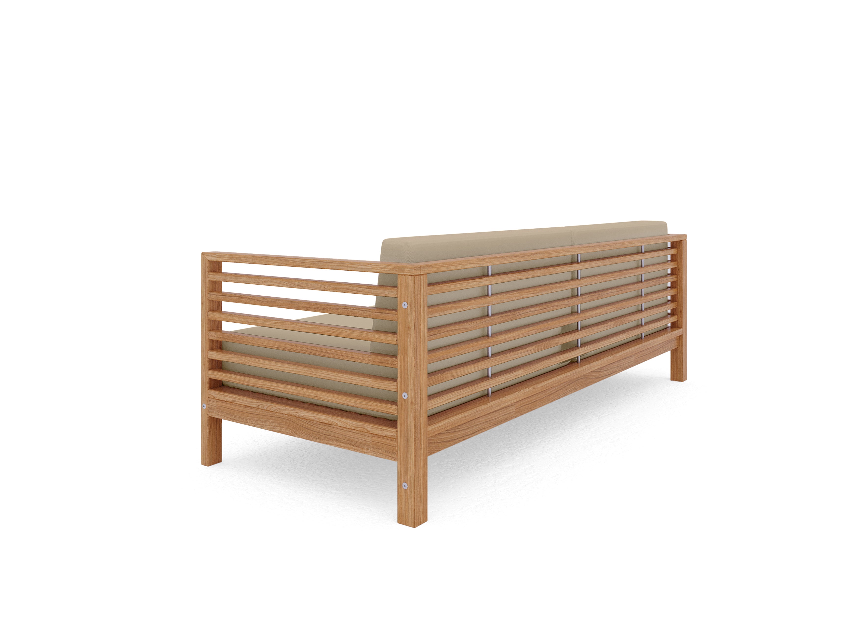 Premium Sylvie 3-Person Teak Outdoor Sofa Set with Weather-Resistant Sunbrella Fawn Cushions - Perfect for Patio, Garden, Poolside & Backyard Relaxation