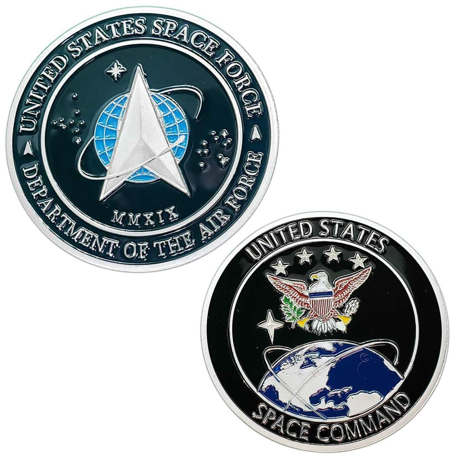 United States Space Force Challenge Coin Silver - USA Military Collectible for Display, Gifts & Special Events