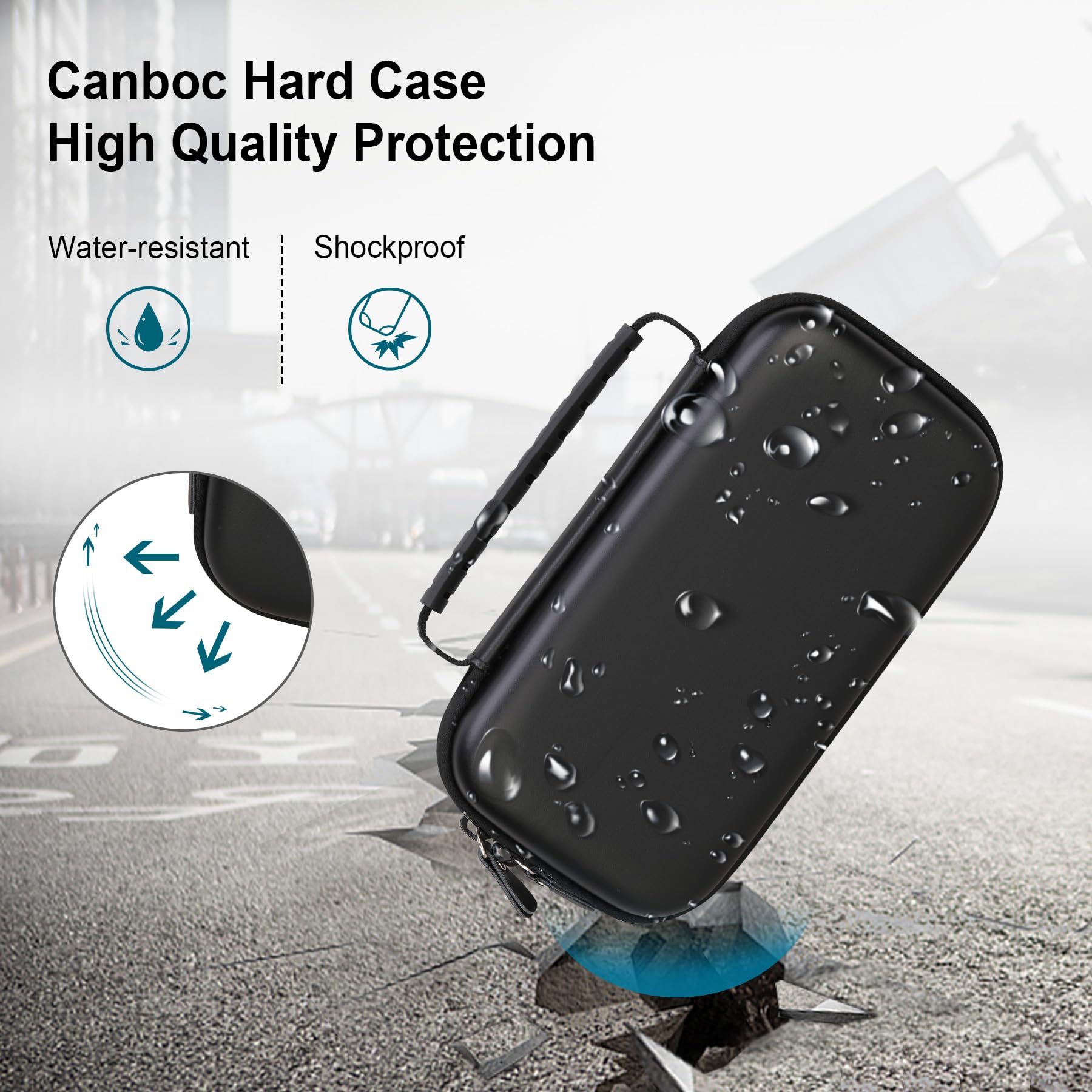 Canboc Portable Asthma Inhaler Travel Case with Handheld Spacer - Hard Protective Storage for Adults & Kids, Includes Mesh Pocket for Medicine & Essentials (Black) - Perfect for Travel, School & Daily Use