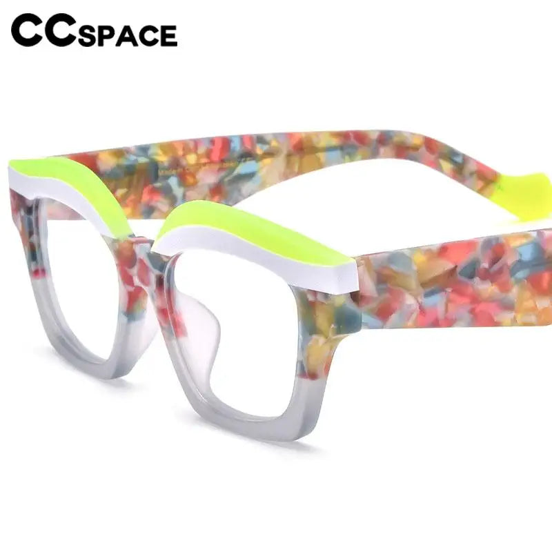 CCspace Unisex Full Rim Square Acetate Eyeglasses 57163 - Stylish & Durable Eyewear for Men & Women | Perfect for Work, Reading & Fashion Accessories