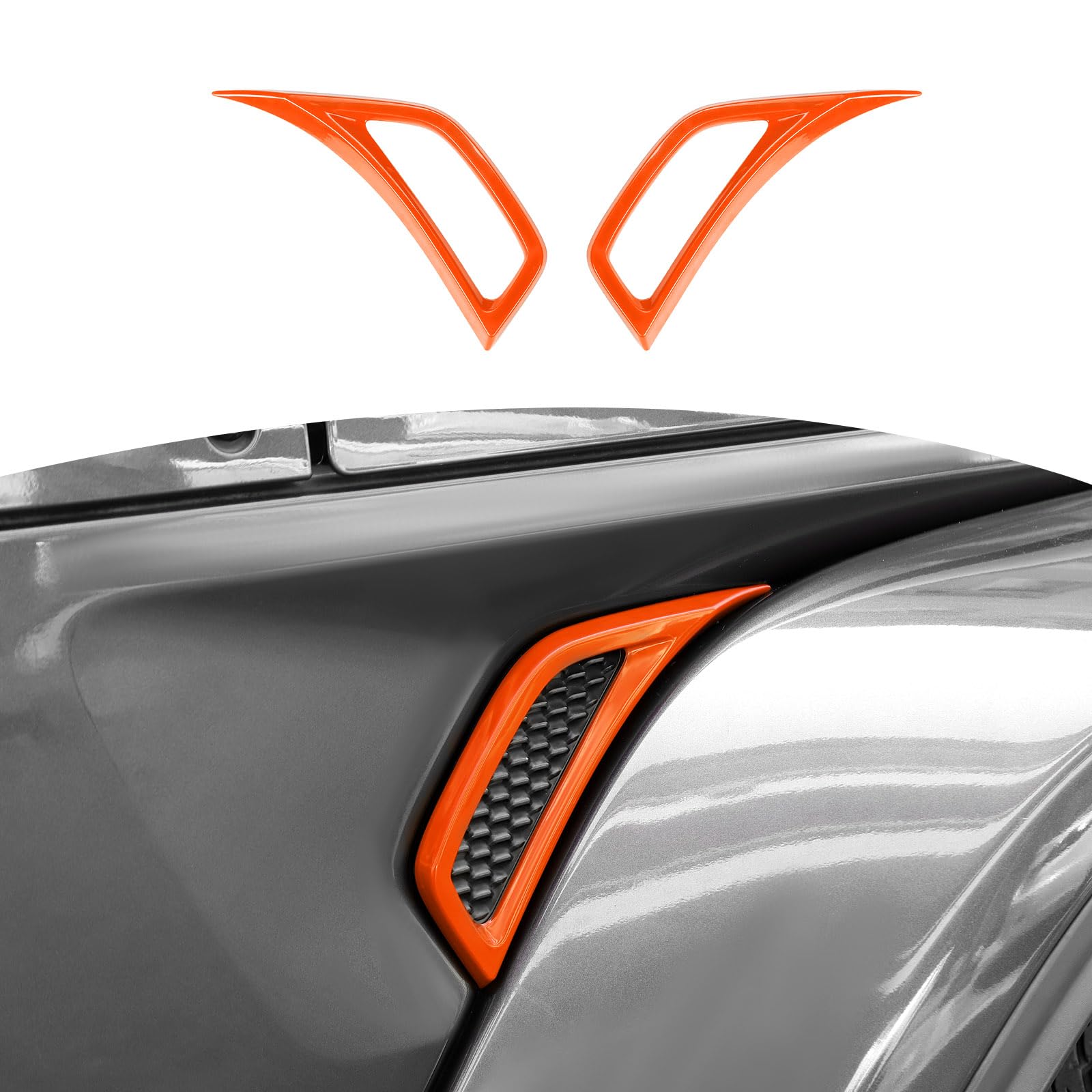 Jeep Wrangler JL JLU & Gladiator JT Side Fender Vent Decal Trim Cover - RT-TCZ Style (2018-2024) | Orange Exterior Accessories (2-Piece Set) | Off-Road Protection & Custom Styling Upgrade