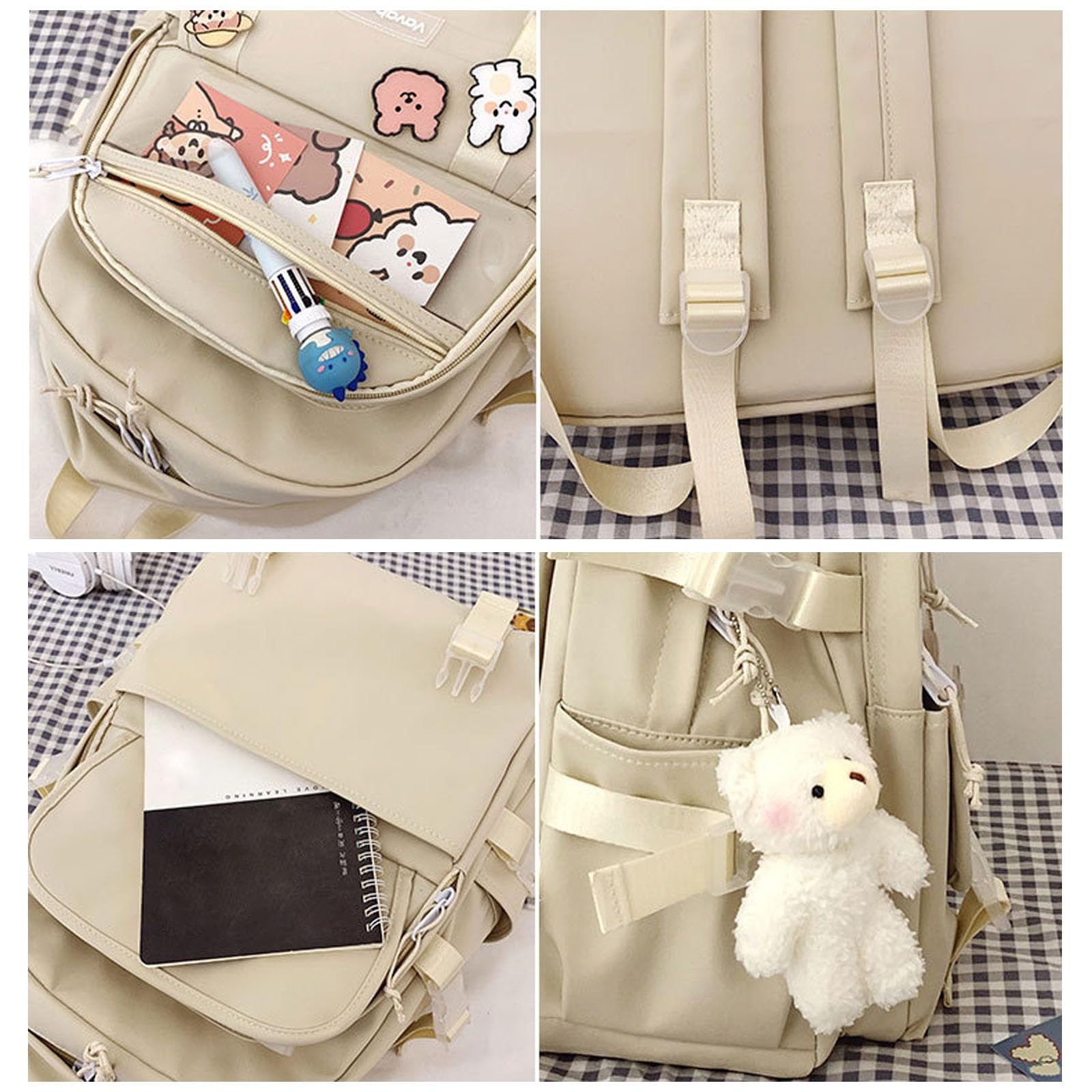 Kawaii Cute Backpack for School with Accessories - Blue Aesthetic School Supplies for Girls & Teens