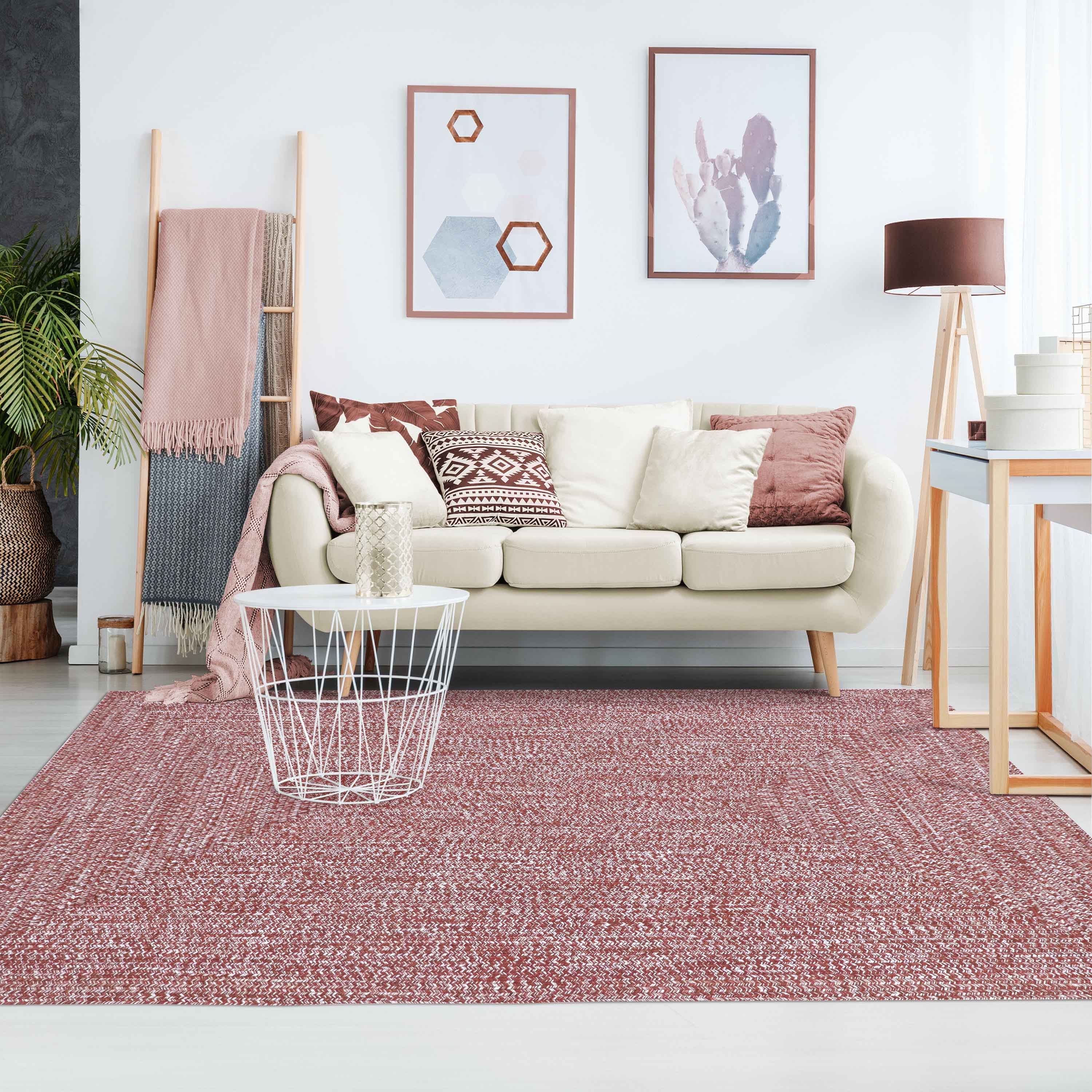 Two-Toned Braided Bohemian Area Rug - Indoor/Outdoor Use for Living Room, Patio & Bedroom Decor