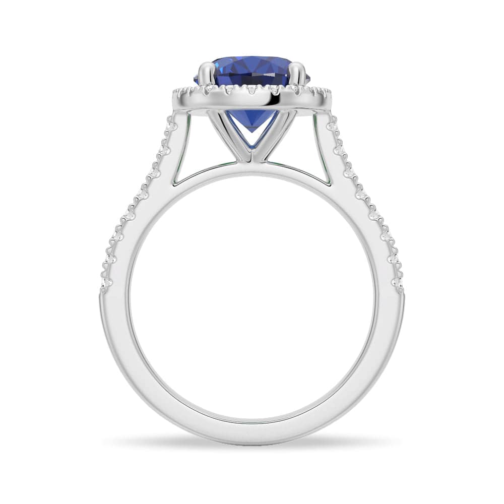 2 Carat Oval Sapphire Engagement Ring with Diamond Halo - Perfect for Proposals, Anniversaries & Special Occasions