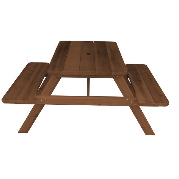 Premium Western Red Cedar Picnic Table with Attached Benches - Outdoor Dining Set for Patio, Garden & Backyard - Weather-Resistant & Durable
