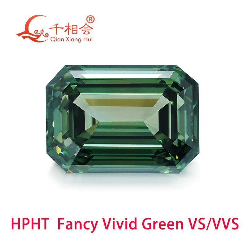HPHT Lab-Grown Diamond - 0.5ct & 1.6ct Fancy Vivid Green Emerald Cut - VVS/VS Clarity - GEMID Certified Loose Stone for Jewelry Making & Engagement Rings