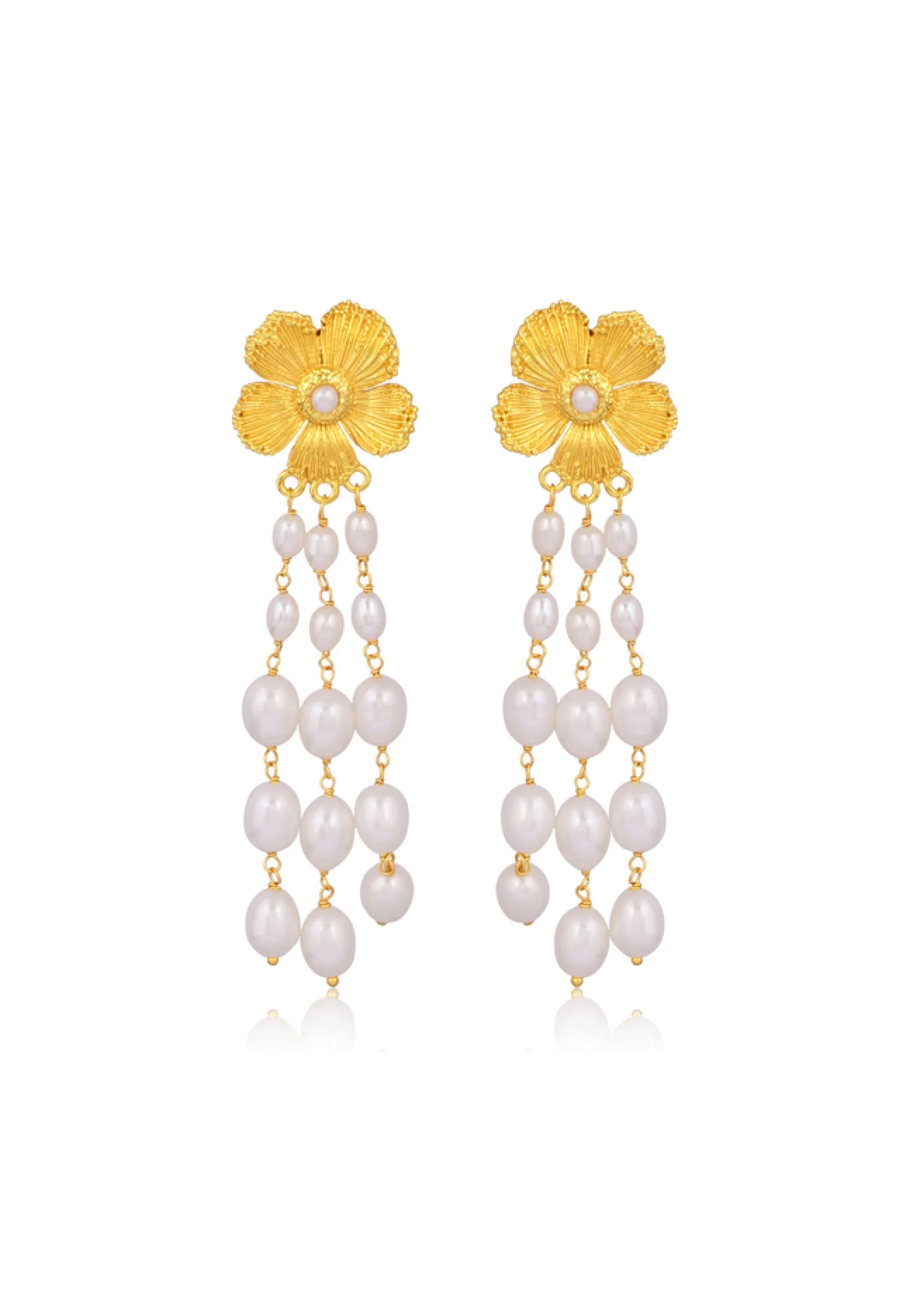 Lola Knight Delilah Pearl Drop Bridal Earrings 18K Gold - Elegant Wedding Jewelry for Brides, Bridesmaids & Formal Occasions