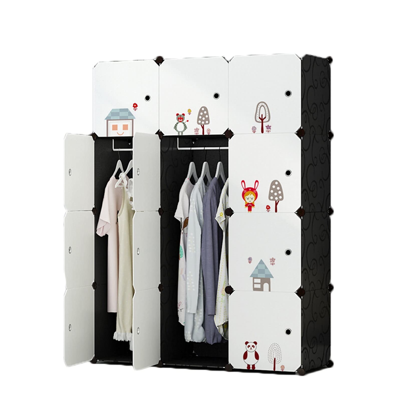 Portable Modular Closet Organizer with Hanging Rod - Space Saving Wardrobe Cabinet for Bedroom, Clothes Storage & Closet Organization - Perfect for Small Apartments, Dorms & RV Living