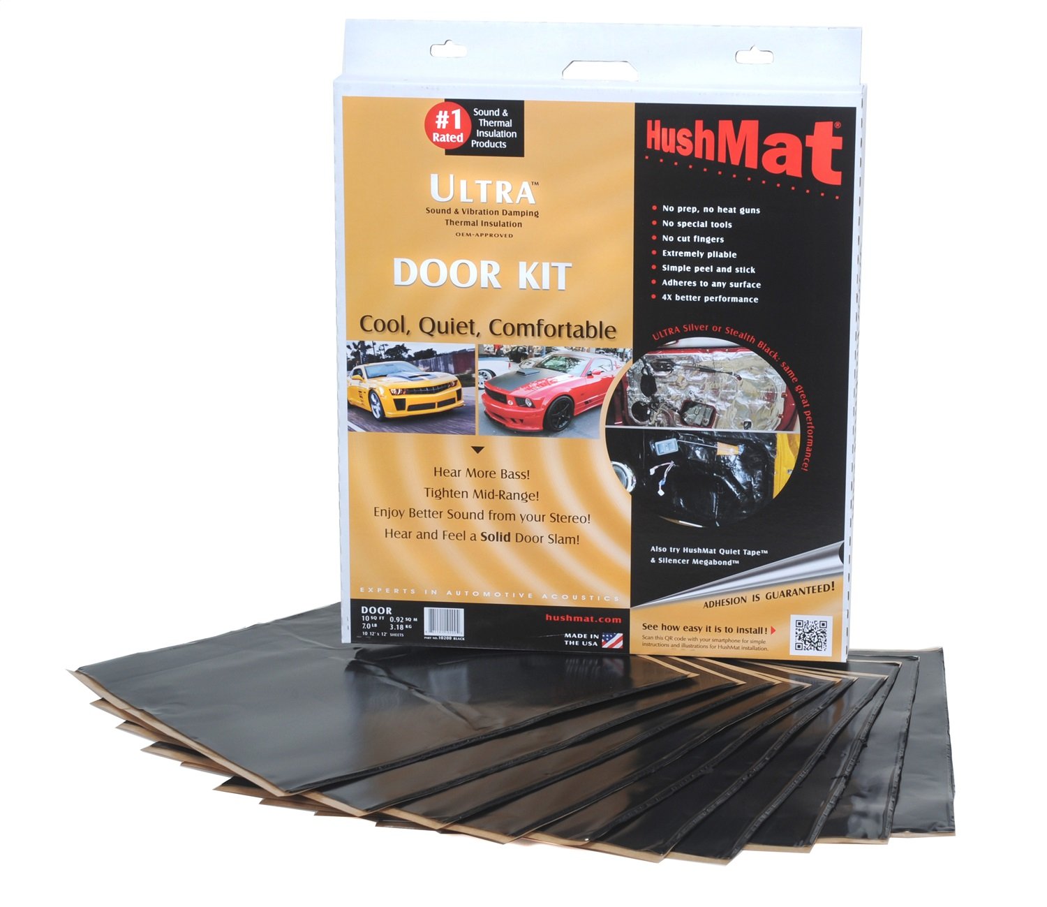 HushMat 628803 Sound Deadening & Thermal Insulation Kit for 1980-1986 Ford Bronco Doors | Noise Reduction & Heat Barrier for Car Audio & Comfort | DIY Automotive Installation