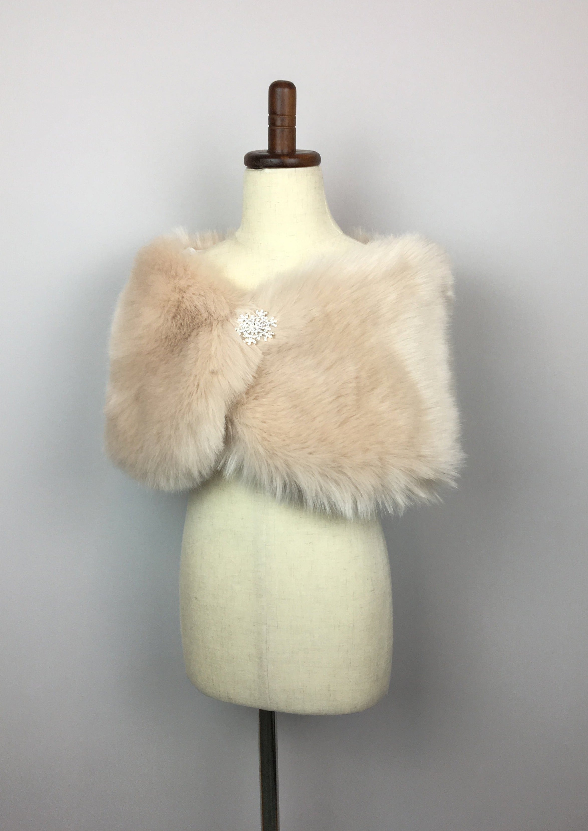 Beige Flower Girl Fur Wrap Shawl for Kids - Soft & Warm Winter Accessory for Weddings, Parties & Special Occasions (Kid Blu01)