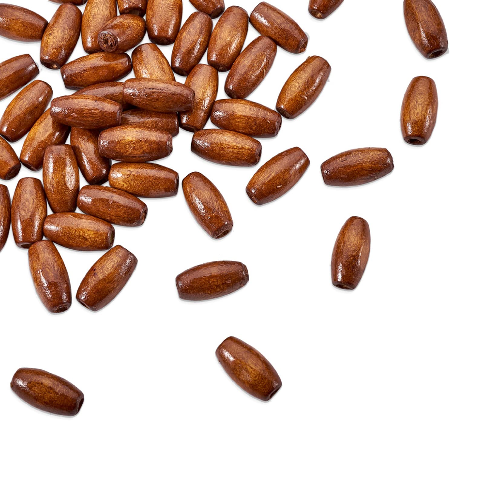 KISSITTY 200pcs 15mm Natural Wooden Oval Beads - Coconut Brown Dyed Wood Spacer Beads for DIY Jewelry Making, Crafts, Bracelets & Necklaces - Perfect for Boho, Hippie & Handmade Accessories