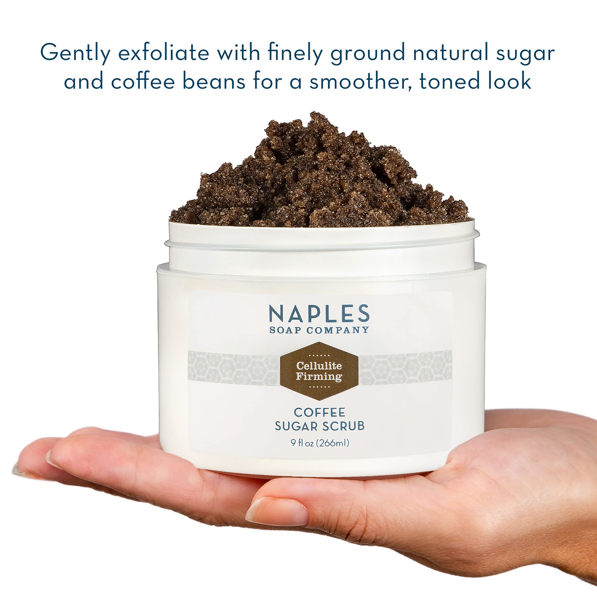 Naples Soap Company Cellulite Firming Coffee Sugar Scrub - Natural Exfoliating & Hydrating Body Scrub for Soft, Glowing Skin - Gluten Free, No Harmful Chemicals, 9 oz - Perfect for Spa Day & At-Home Self Care Routine