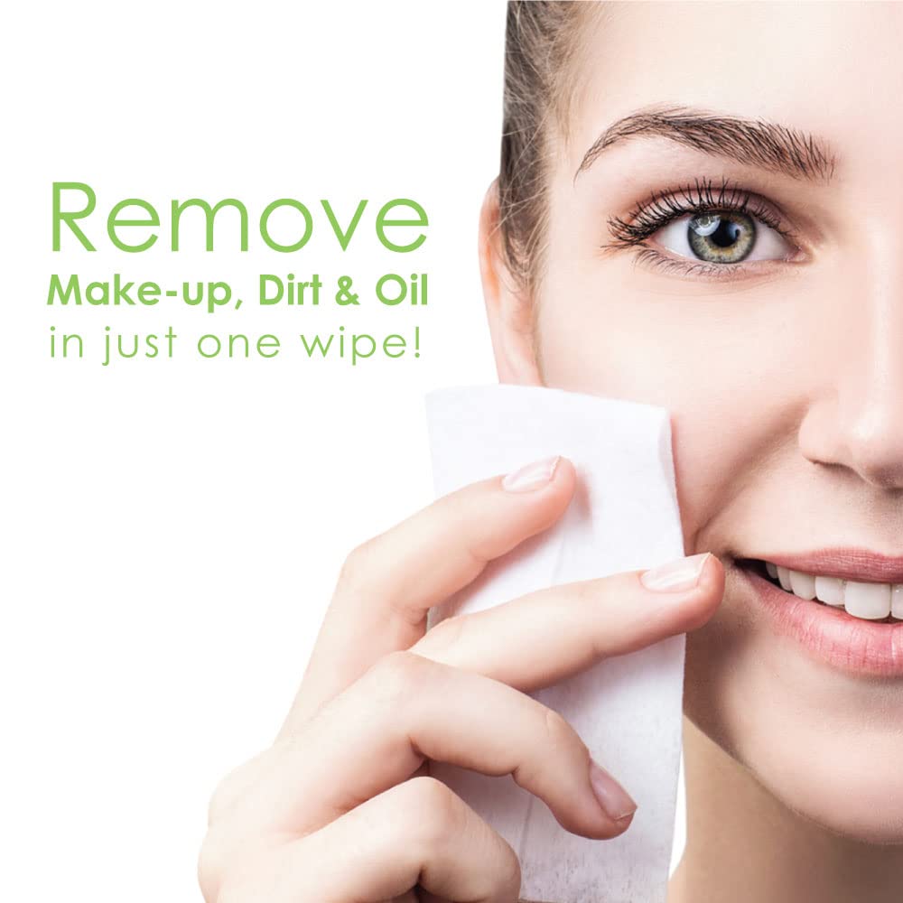 EPIQUE Biodegradable Bamboo Makeup Remover Wipes - Gentle Post-Makeup & Nighttime Skin Cleansing for Sensitive Skin | Eco-Friendly, Hypoallergenic Facial Wipes for Travel & Daily Skincare Routine