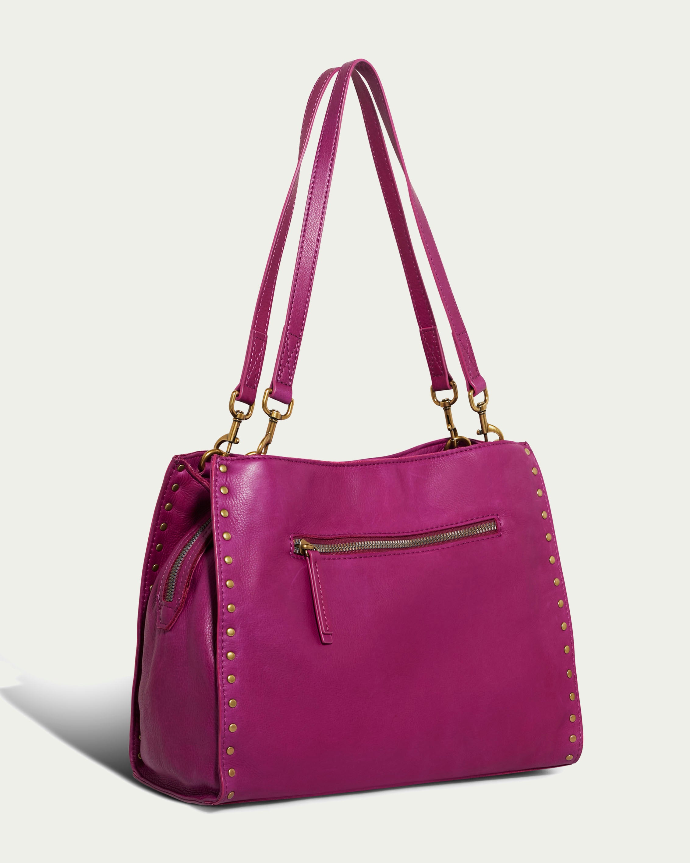 Lenox Studded Triple Entry Satchel - Stylish Leather Handbag for Women | Perfect for Work, Travel & Everyday Use
