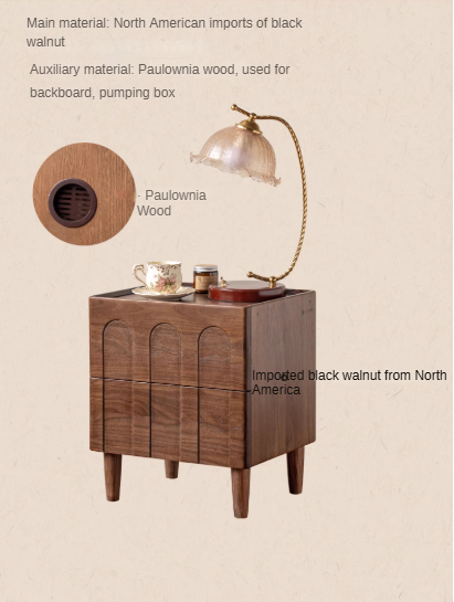 Black Walnut Solid Wood Modern Minimalist Nightstand - Bedside Table for Bedroom with Storage Shelf | Perfect for Small Spaces, Apartments & Guest Rooms