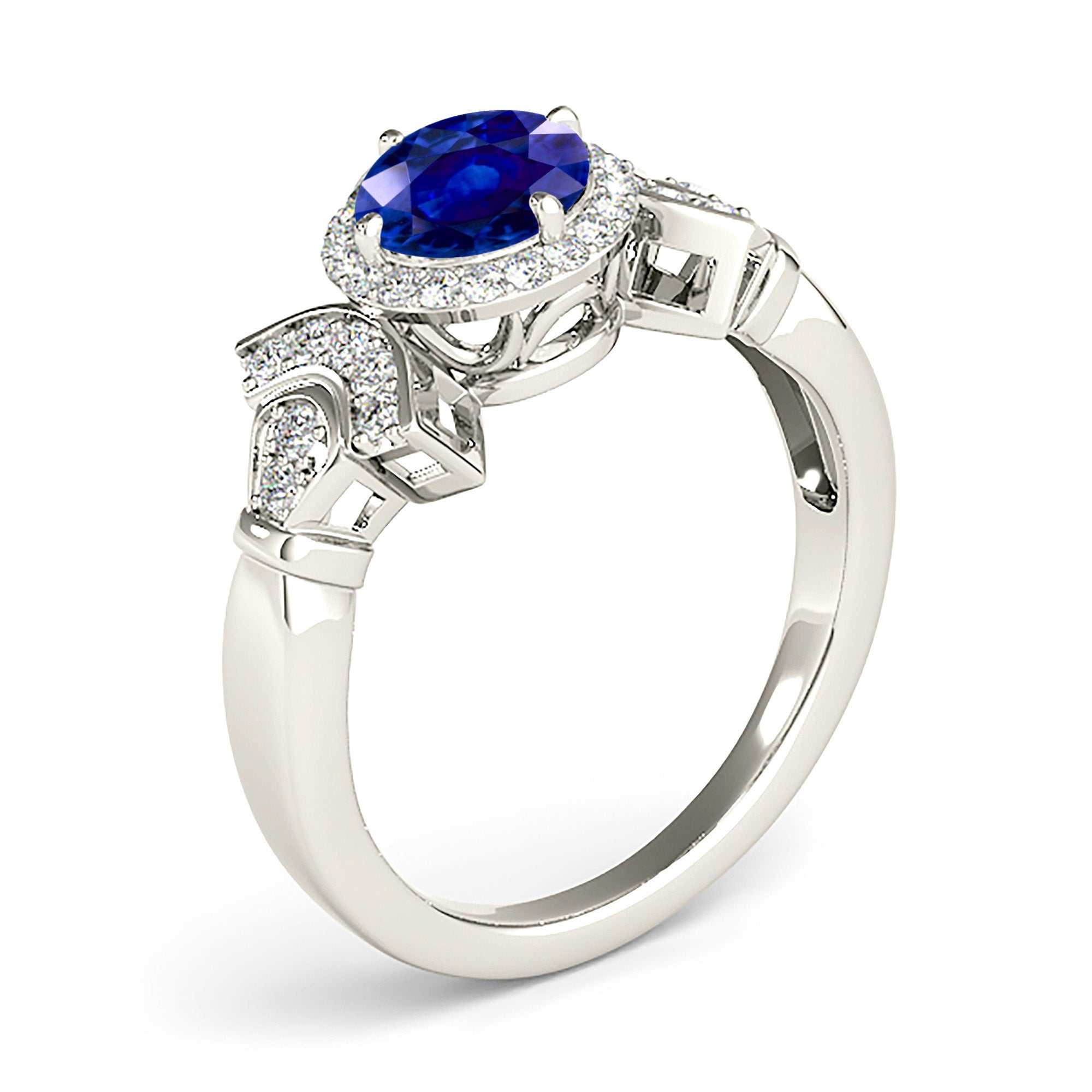 1.45 Carat Genuine Blue Sapphire Halo Engagement Ring - Elegant Wedding Band for Women, Perfect for Proposals, Anniversaries & Special Occasions