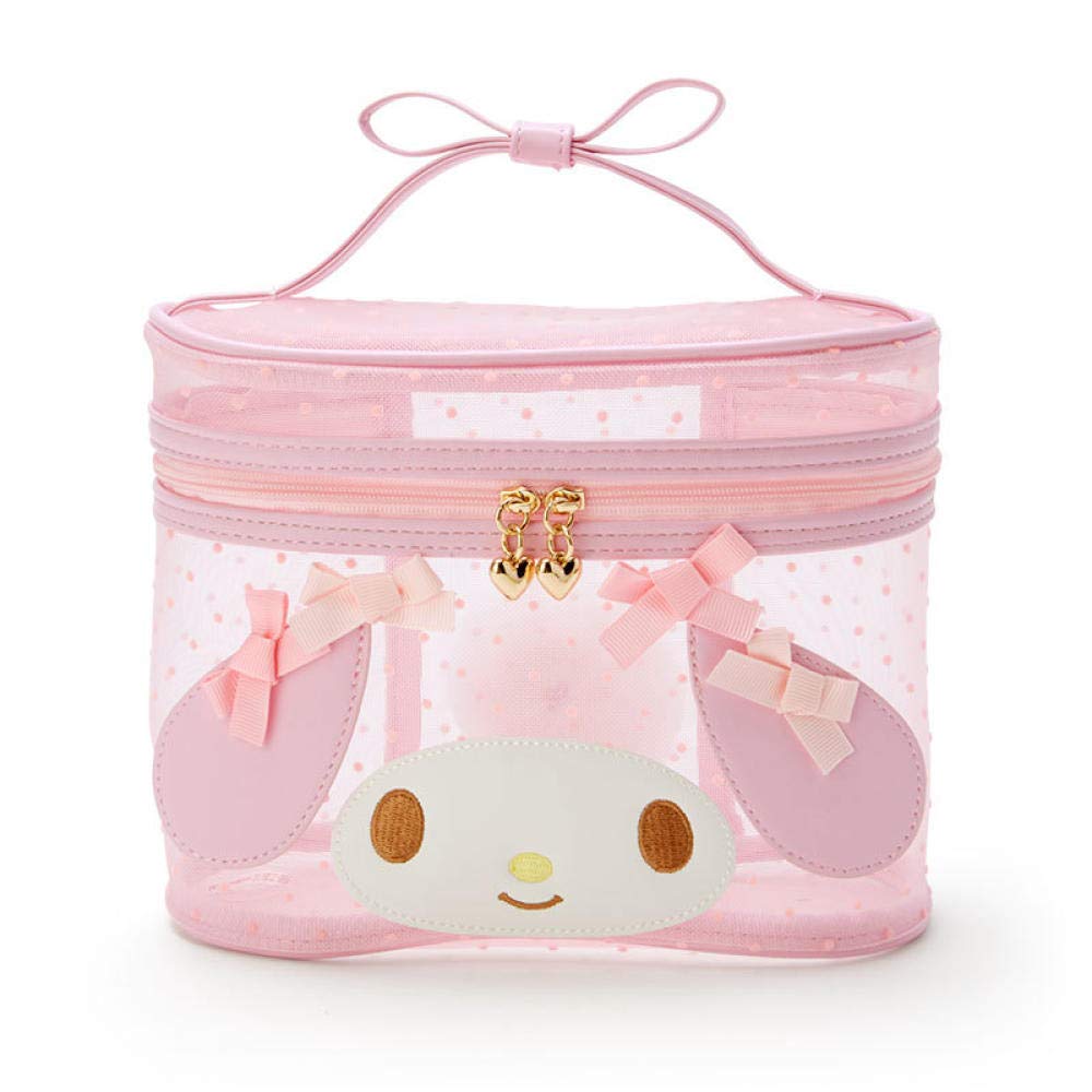 TYERY Cute Clear Cosmetic Bags for Travel - Cartoon Mesh Makeup Organizer with Zipper, Pink | Perfect for Toiletries, Jewelry & Travel Essentials Storage