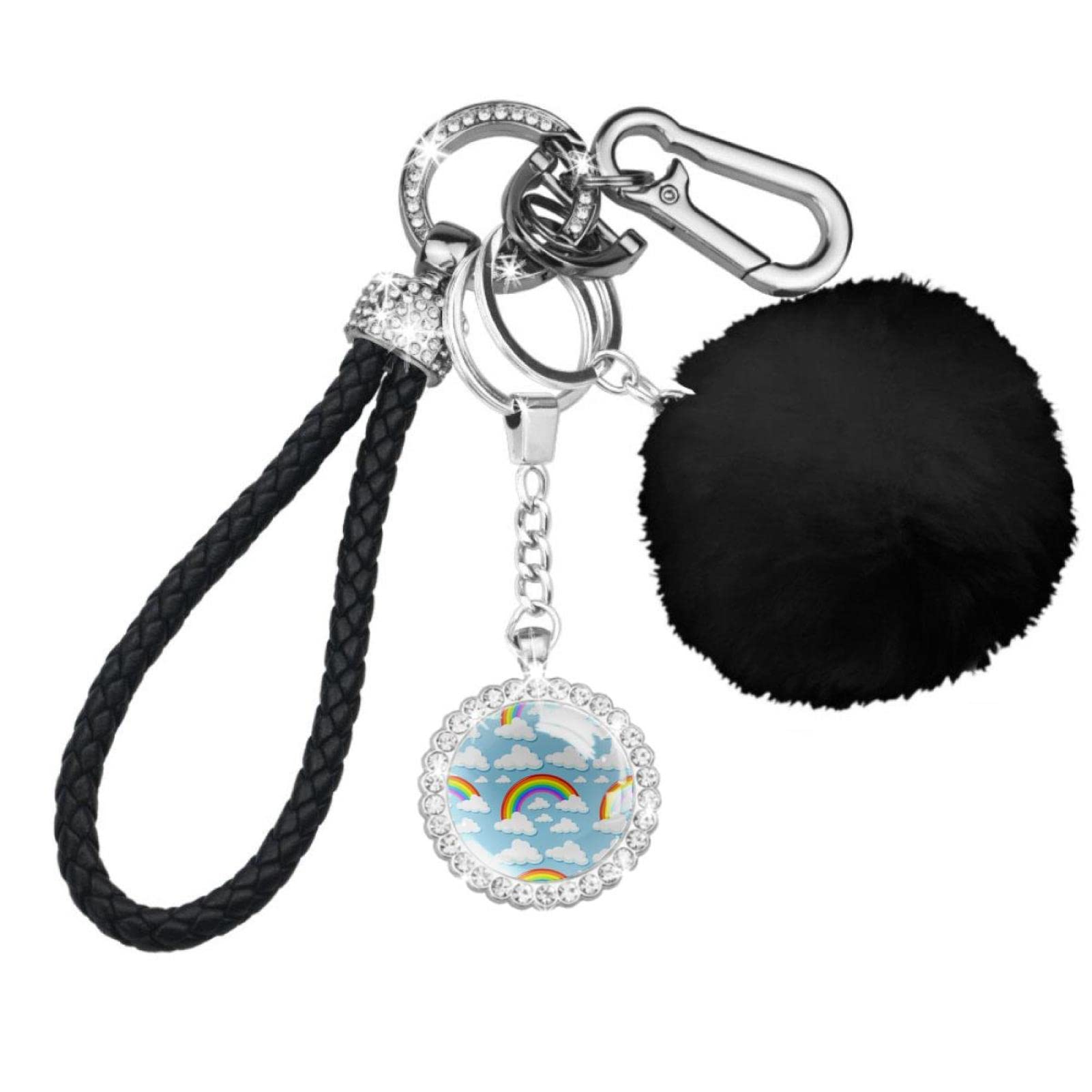 American Flag Keychain Set for Women - Patriotic Wristlet & Car Keychain with Pom Pom Accessories | Perfect for 4th of July Parties, Tailgating, and Patriotic Gift Giving