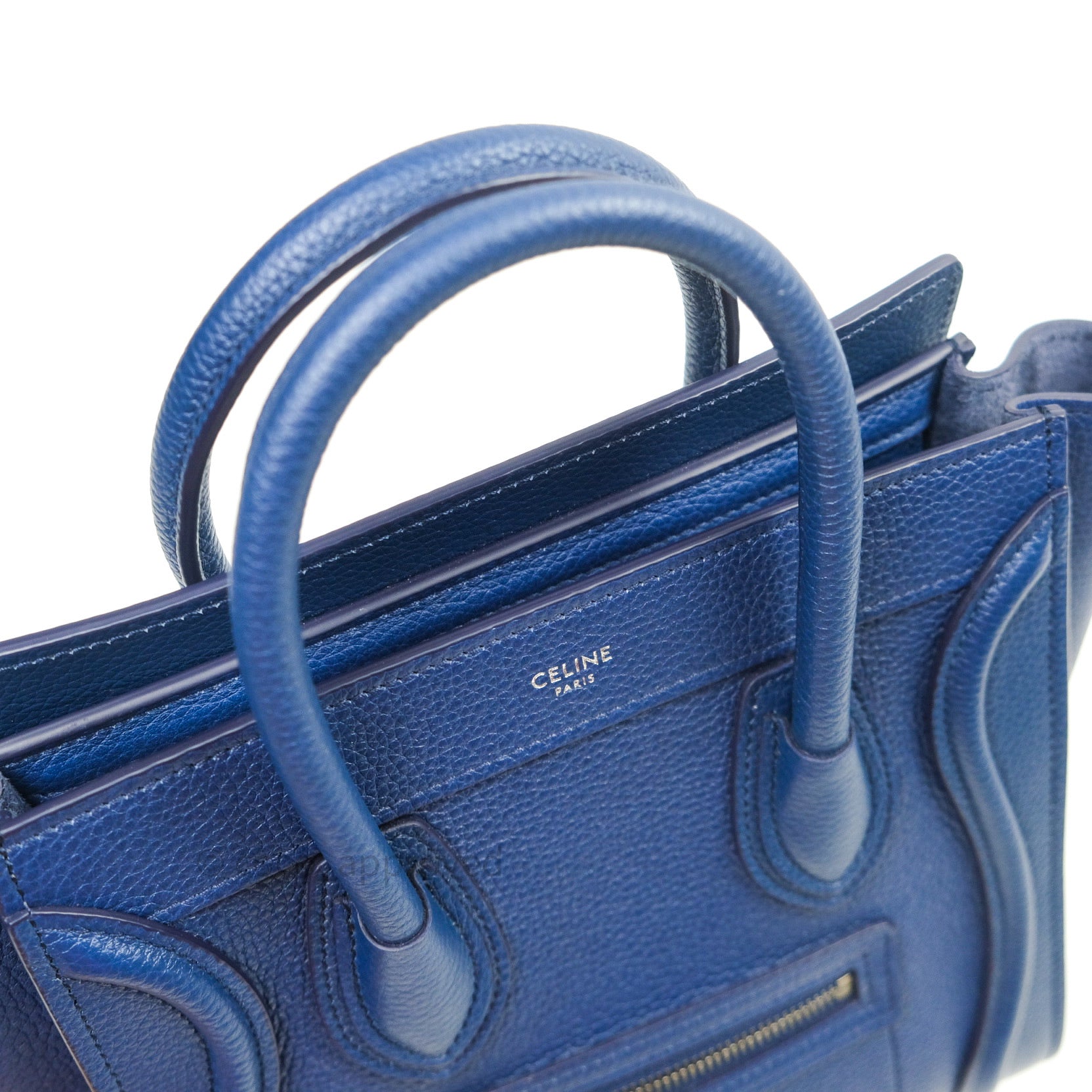 Celine Nano Luggage Bag in Dark Indigo Drummed Calfskin Leather - Stylish Crossbody Purse for Women, Perfect for Work, Travel & Everyday Use
