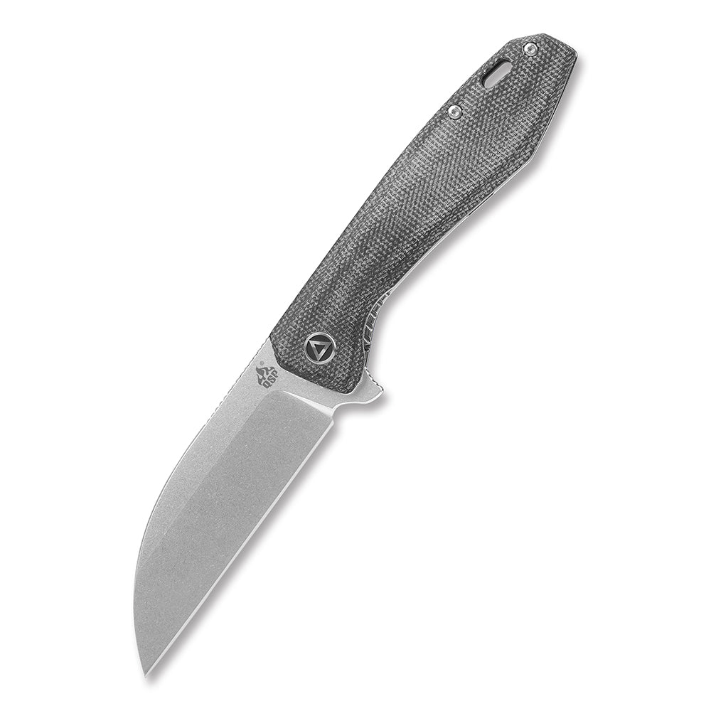 Premium QSP Pelican Liner Lock Folding Pocket Knife - CPM S35VN Steel Blade with Black Micarta Handle - EDC, Camping, Hiking & Outdoor Survival Tool