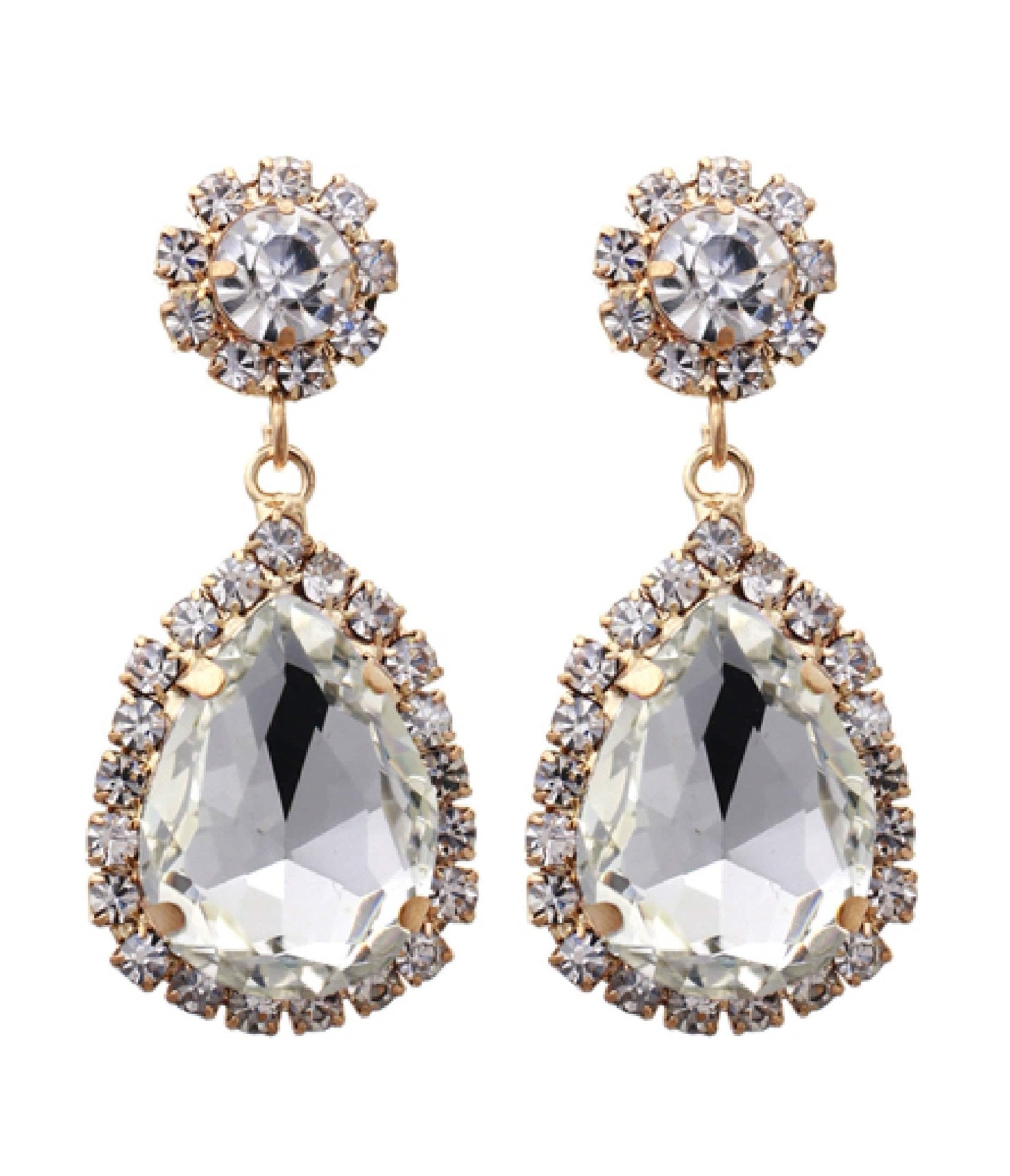 1920s Vintage Silver Rhinestone Teardrop Dangle Earrings for Women - Art Deco Style Jewelry for Parties, Weddings & Special Occasions