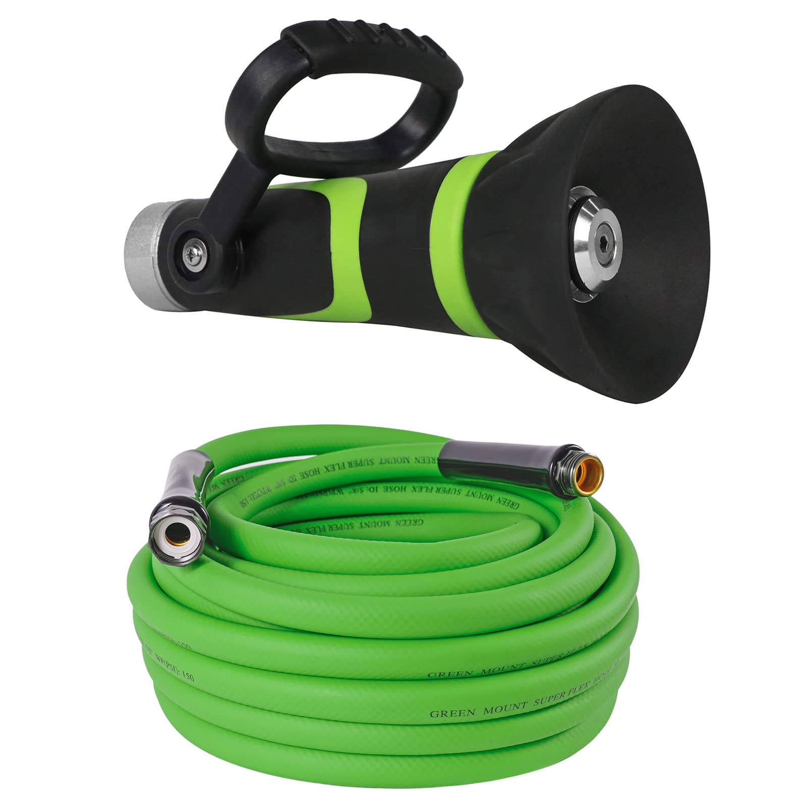 GREEN MOUNT Heavy Duty 50 ft Garden Hose with Spray Nozzle - Perfect for Lawn Watering, Car Washing & Outdoor Cleaning