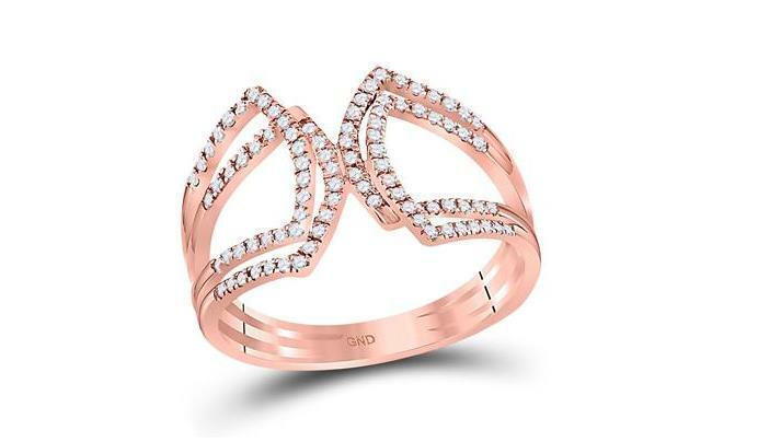 10K Rose Gold Diamond Women's Fashion Band Ring - 1/4 Carat Total Weight, Elegant Stackable Ring for Everyday Wear, Anniversary Gift, Wedding Jewelry