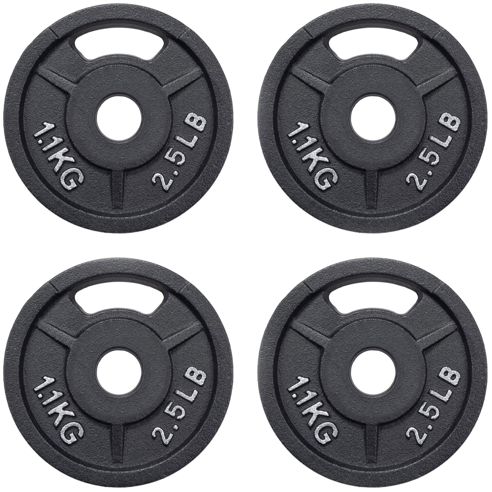 Signature Fitness Standard 1-Inch Cast Iron Weight Plates - Strength Training & Weightlifting Equipment for Home Gym, CrossFit, and Powerlifting Workouts