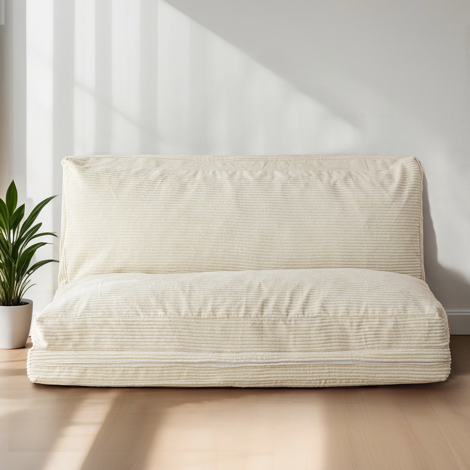 MAXYOYO Corduroy Bean Bag Sofa Bed - Foldable, Washable, Beige | Perfect for Living Room, Bedroom & Dorm Room Comfort