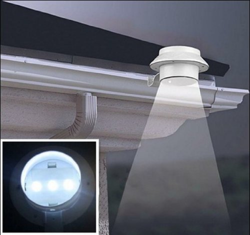 Solar Powered Outdoor LED Light - 3 Bright LEDs for Fence, Roof, Gutter, Garden & Yard Wall Lighting | Weatherproof & Energy Efficient Landscape Lighting for Pathways, Patios & Home Security