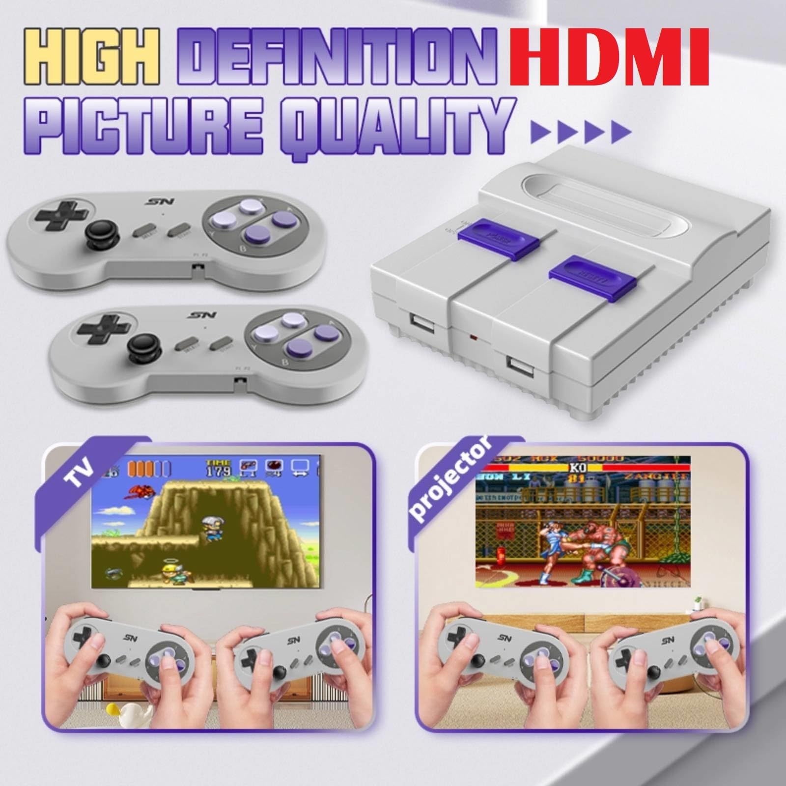 Retro Gaming Console with 7100 Classic Games - 4K HD HDMI Output, Wireless Dual Controllers, TF Card Support & Plug and Play - Perfect for Family Game Nights and Nostalgic Entertainment