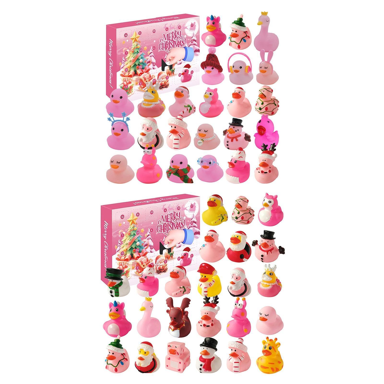 2 Sets Rubber Duck Shaped Advent Calendar 2024 - Fun Christmas Countdown Calendar with 24 Cute Cartoon Rubber Ducks | Holiday Home Decor, Kids Gift, Party Favor, Stocking Stuffer for Xmas Celebrations