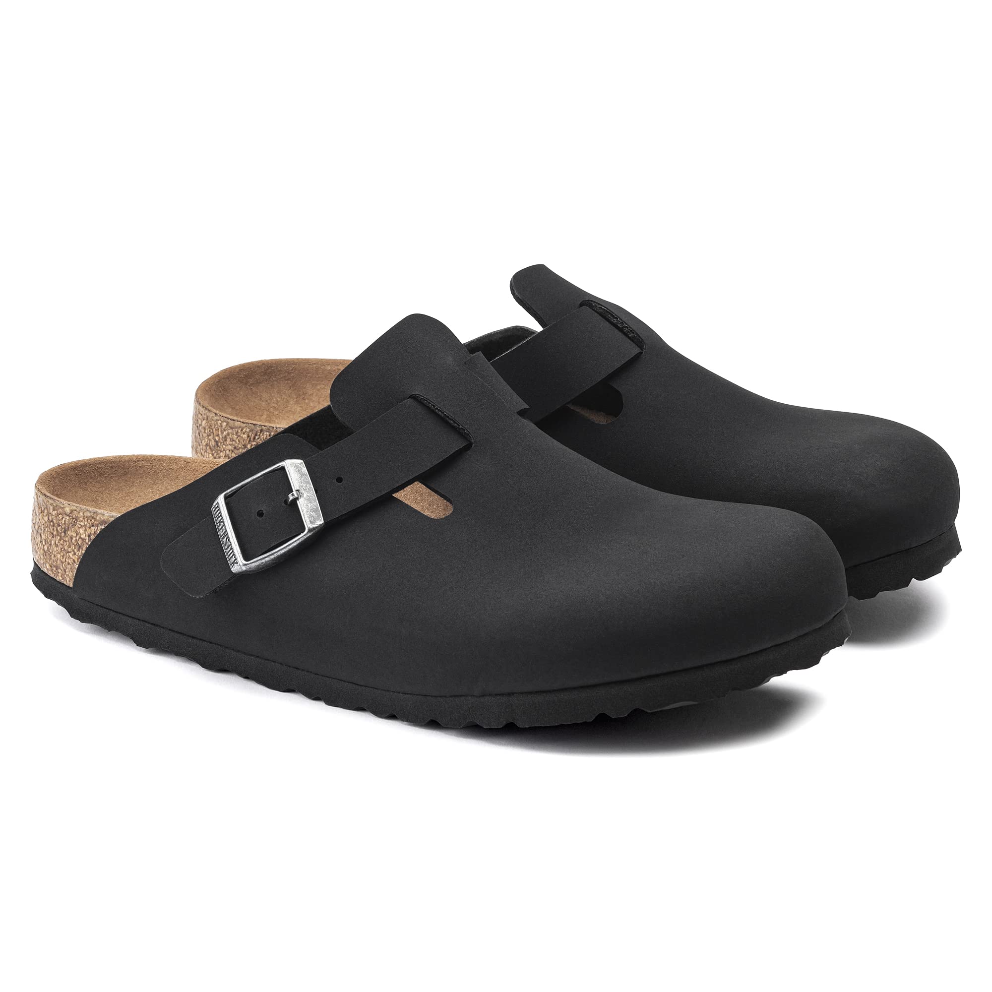 Birkenstock Boston Vegan Big Buckle Clogs for Women - Black (EU 36) | Comfortable Slip-On Shoes for Home, Office & Casual Wear