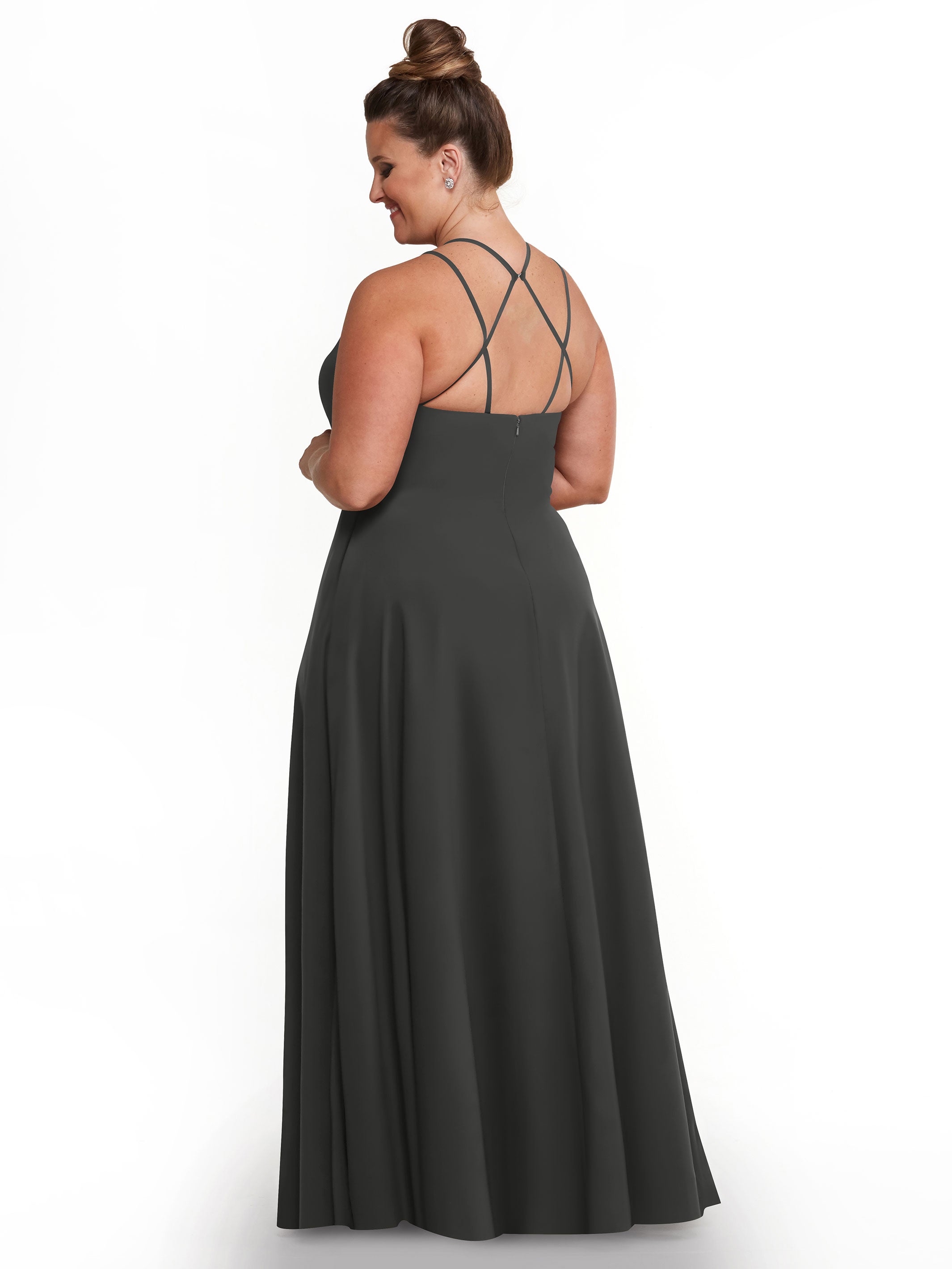 Elegant 83006 Stretch Chiffon A-Line Bridesmaid Dress with Halter Neckline - Perfect for Weddings, Formal Events & Special Occasions