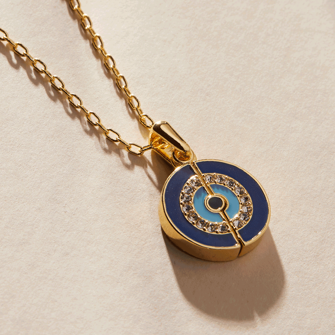 Evil Eye Protection Necklace with Mantra - Spiritual Jewelry for Good Luck & Positive Energy | Perfect for Meditation, Yoga & Everyday Wear