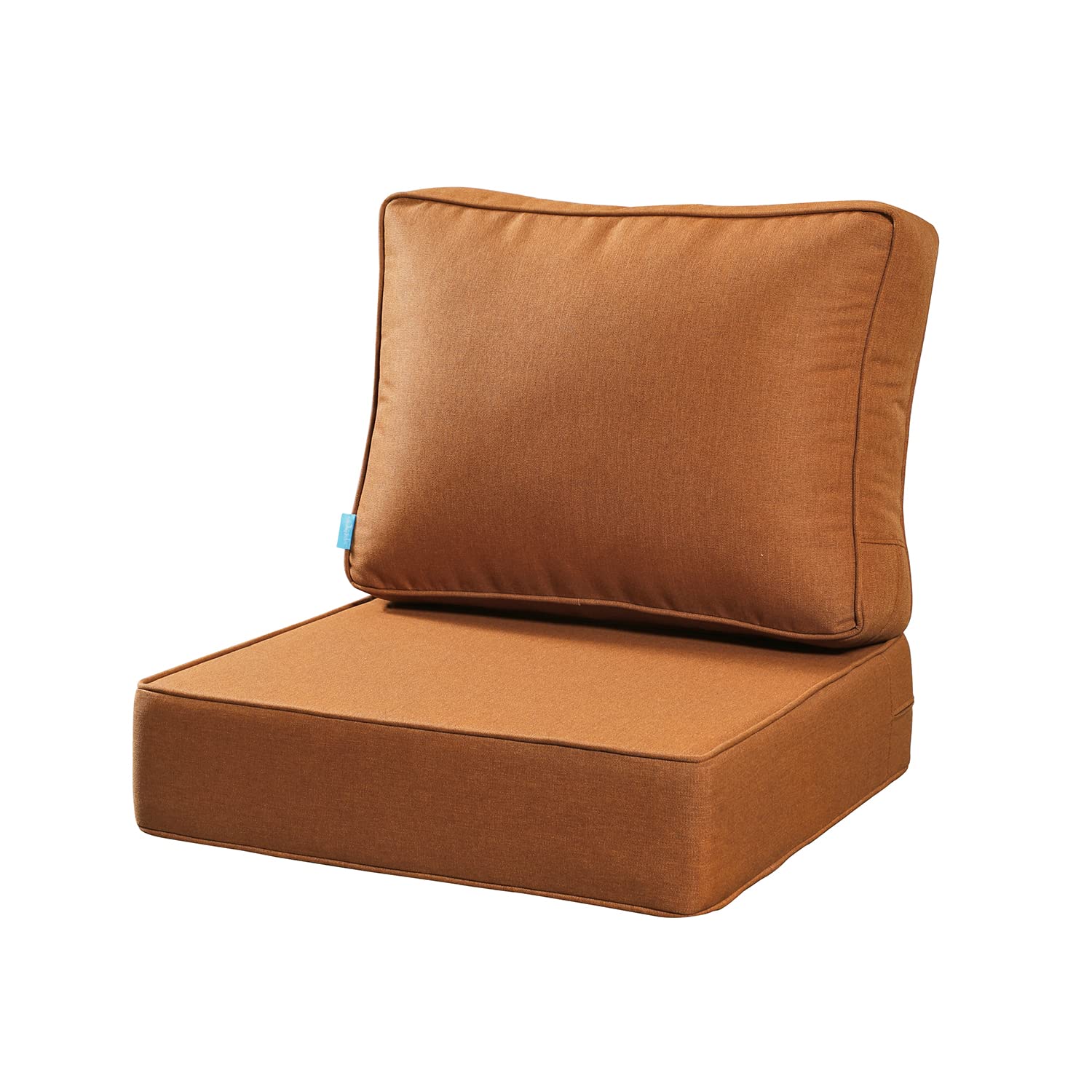ARTPLAN Olefin 24x24 Deep Seat Patio Cushions - Extra 6 Inch Thick Outdoor Furniture Cushions with 18x24 Back Pillow | Removable & Replaceable | Solid & Floral Patterns | Indoor/Outdoor Use in Signal Orange | Perfect for Patio, Deck, Poolside & Sunroom Furniture