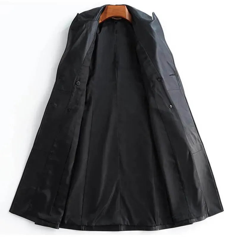 Women's Angel Leather Trench Coat - Stylish Long Jacket for Fall & Winter Fashion | Perfect for Office, Date Night & Outdoor Adventures