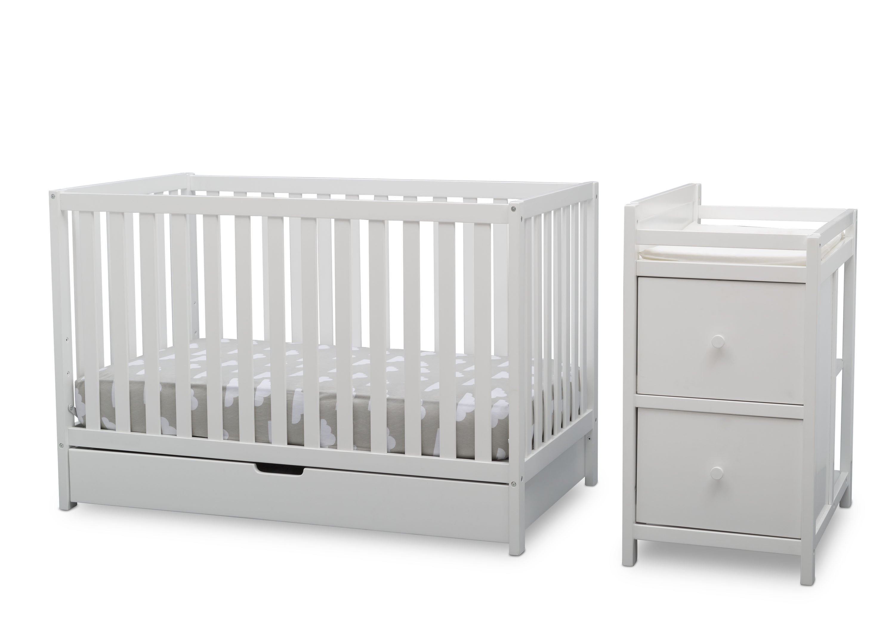 Luna 3-in-1 Convertible Baby Crib with Changing Table and Storage Drawer - Nursery Furniture for Newborns & Toddlers - Perfect for Small Spaces & Modern Nurseries