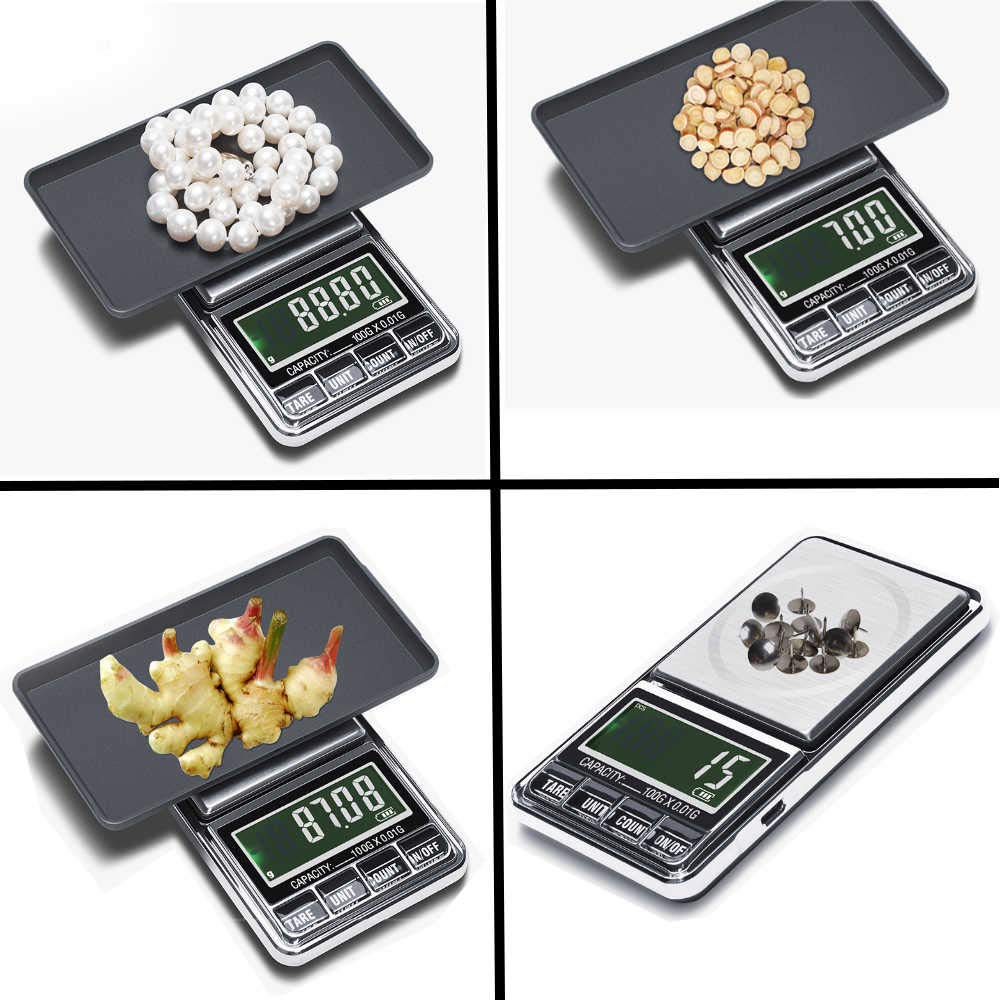 Precision Digital Pocket Scale 100g x 0.01g - Portable Mini Gram Scale with Backlit LCD Display & Storage Pouch - Lightweight Multifunctional Jewelry Scale for Cooking, Baking, Jewelry & Postal Weighing (Grey)