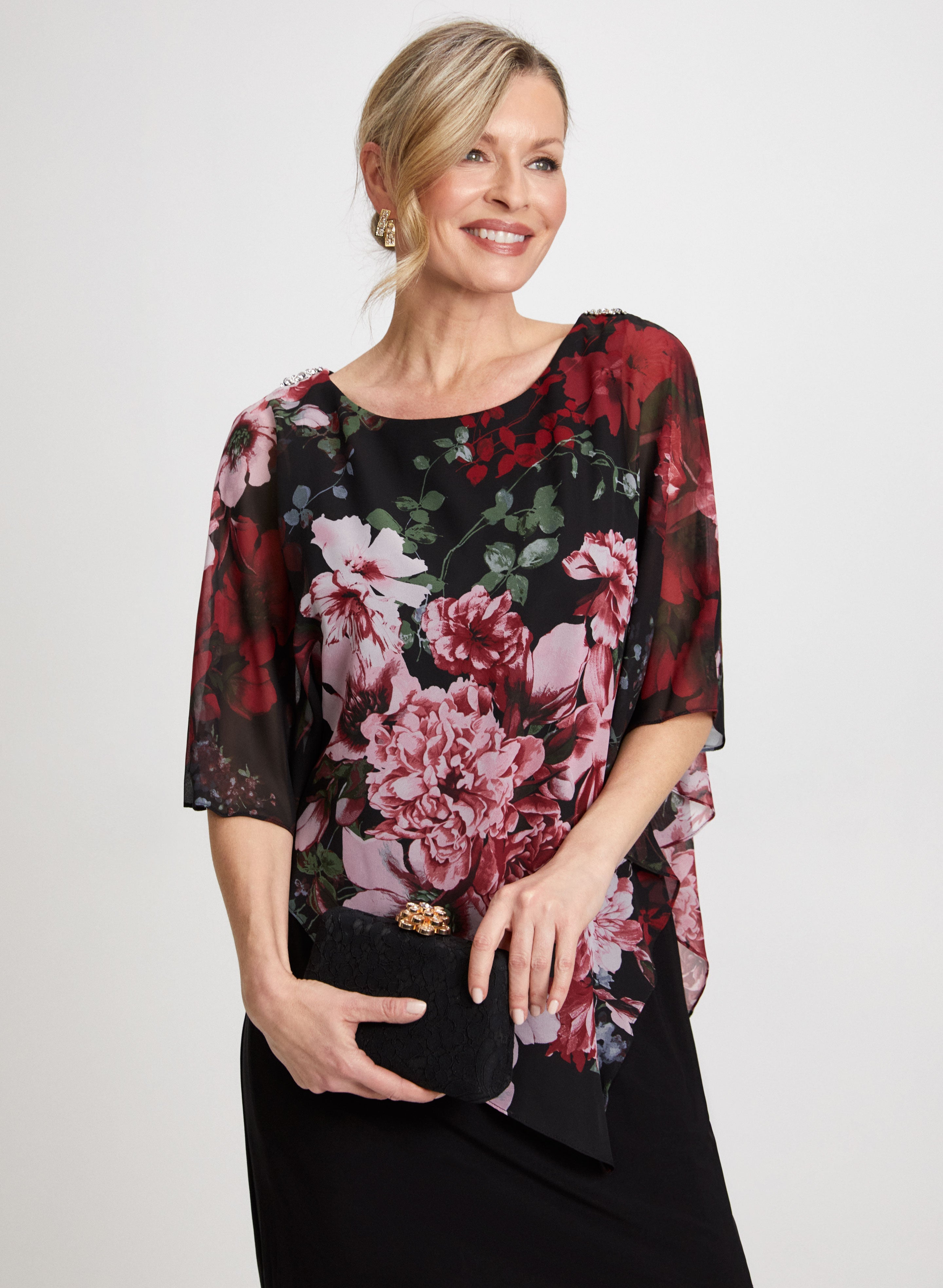 Floral Print Poncho Dress for Women - Boho Chic Beach Cover Up, Summer Vacation Outfit, Casual Dress for Travel & Outdoor Activities