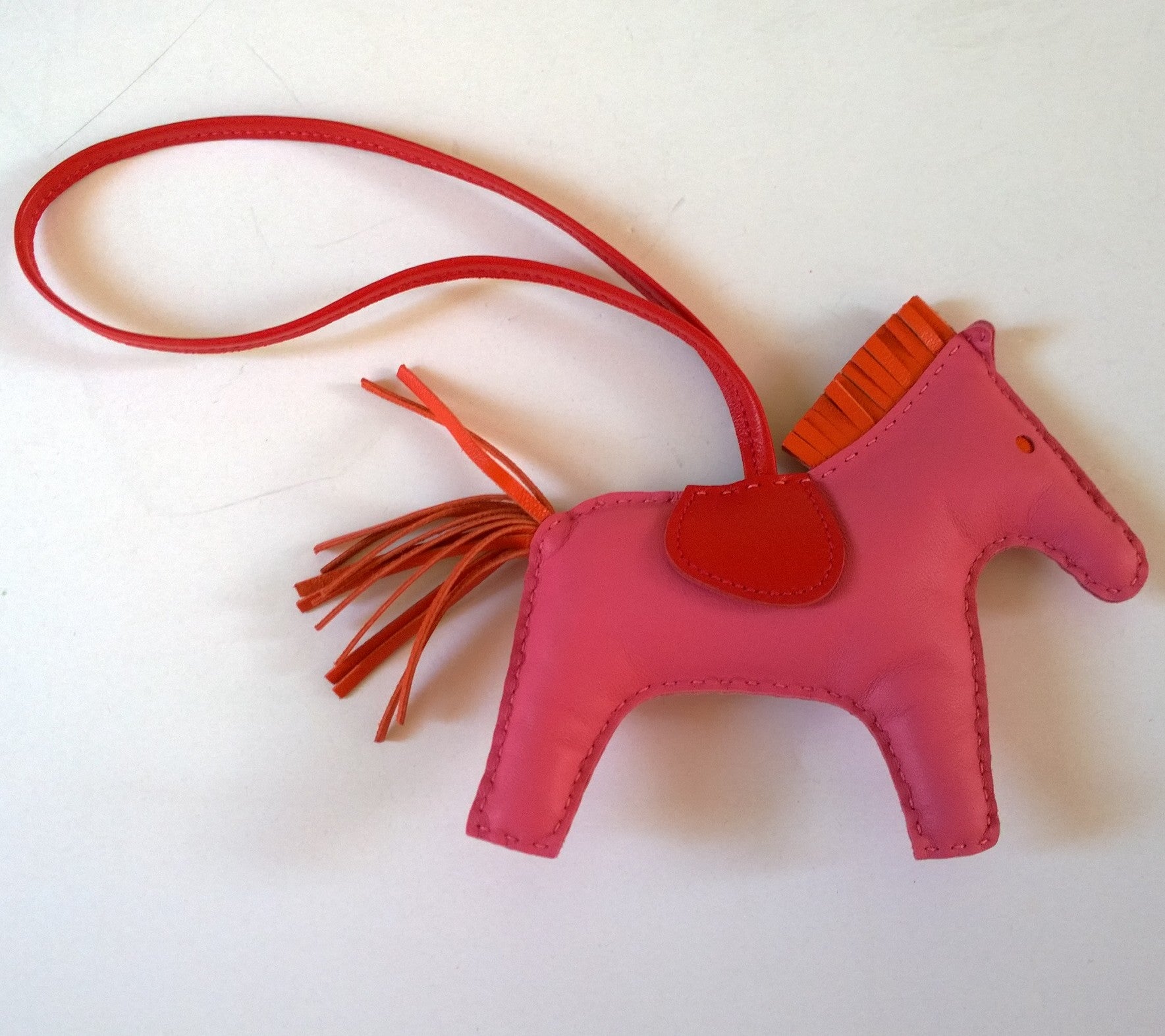 Hermès Rodeo MM Medium Horse Bag Charm in Pink & Red - Luxury Leather Keychain for Handbags, Wallets & Backpacks | Perfect Gift for Fashion Lovers & Hermès Collectors