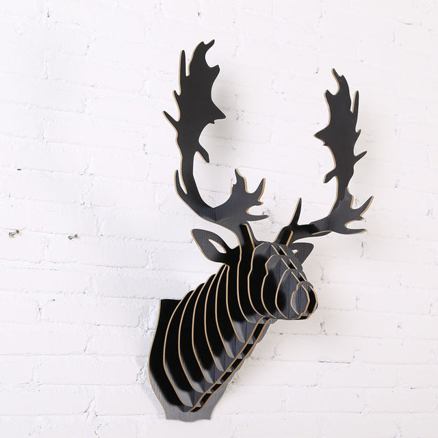 Handcrafted Wooden Reindeer Head Sculpture - Rustic Animal Trophy Wall Art for Home, Bar, or Club Decor - Perfect for Christmas, Cabin, and Hunting Lodge Decorations