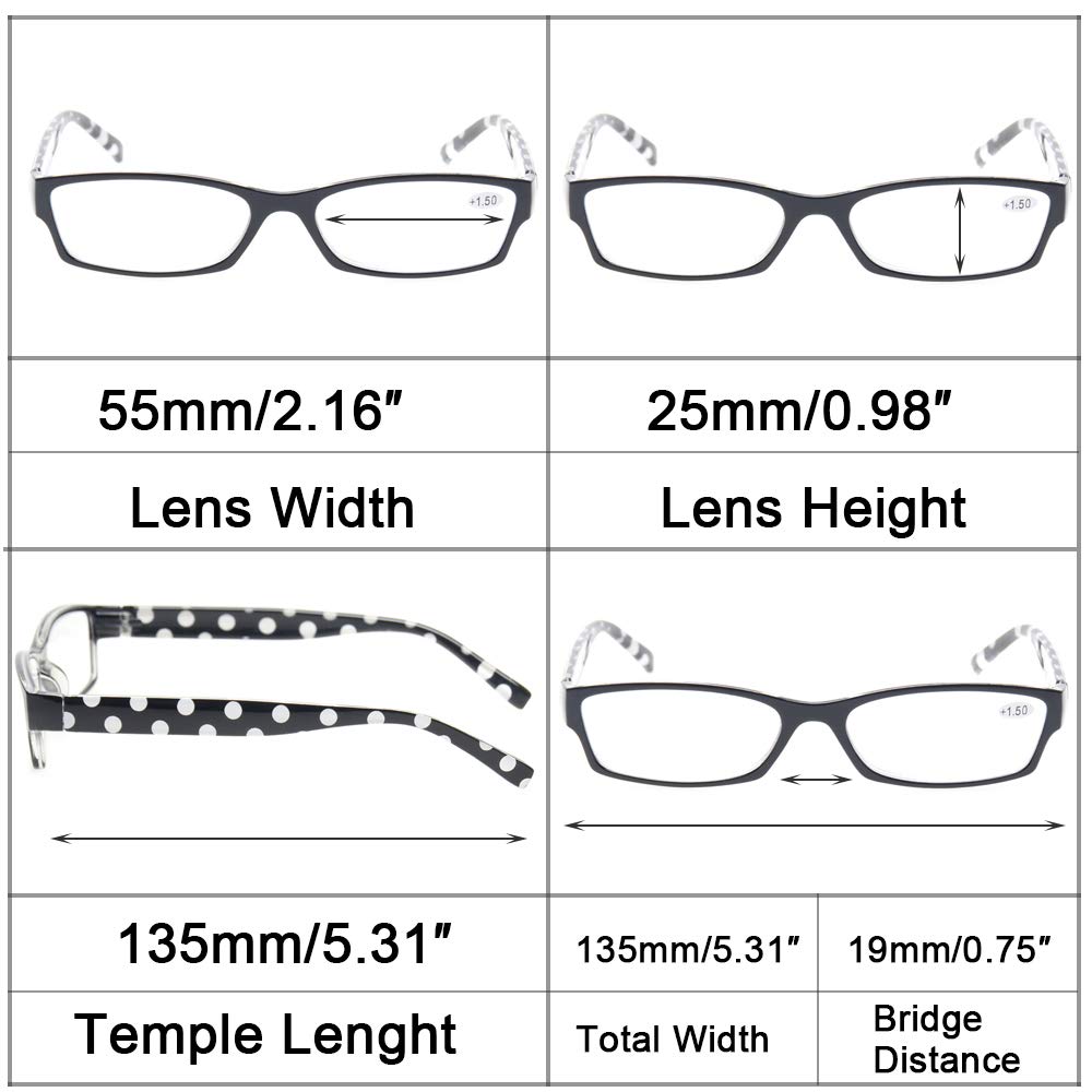 Kerecsen Reading Glasses 5 Pack - Fashion Women's Readers for Work & Reading