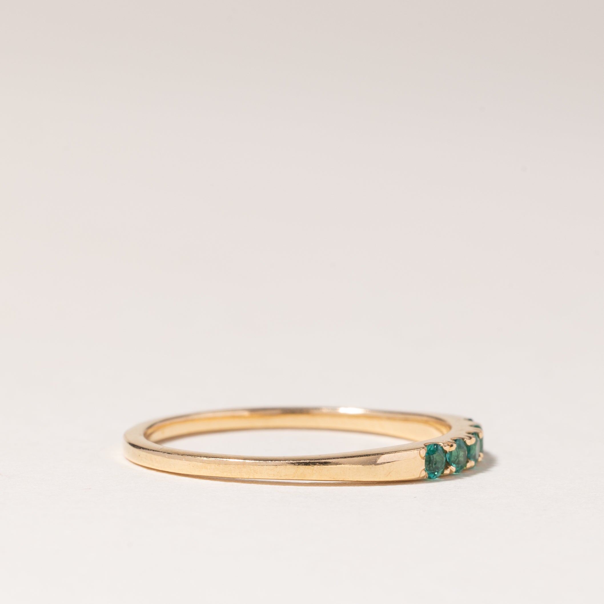 14K Yellow Gold Emerald Ring for Women | 0.11ctw Genuine Emerald Band | Size 7.25 | Elegant Wedding, Anniversary & Everyday Jewelry Gift