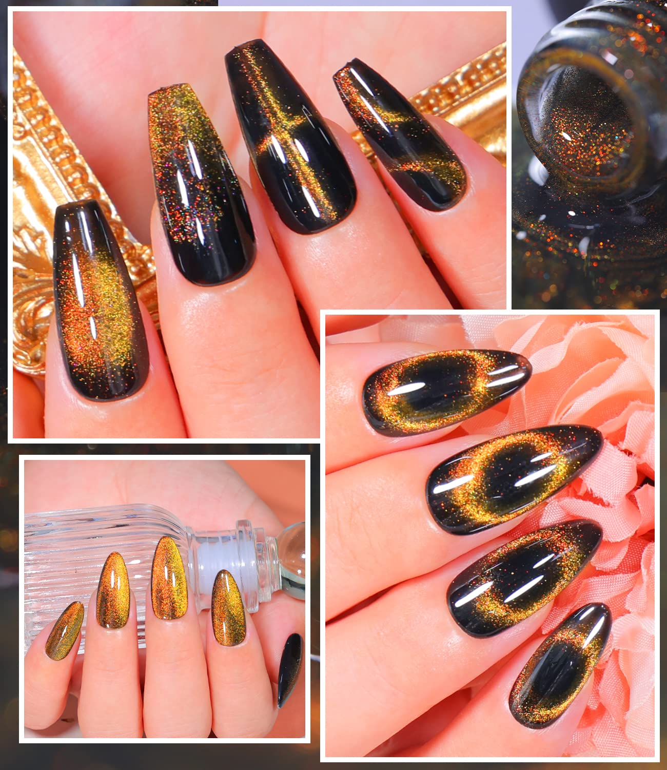 COSMOO 9D Magnetic Cat Eye Gel Nail Polish - Double Magic Colors Cat Eye Effect, Long Lasting UV/LED Gel Polish (Shade 02) - Perfect for Salon, Home Manicures & Special Occasions