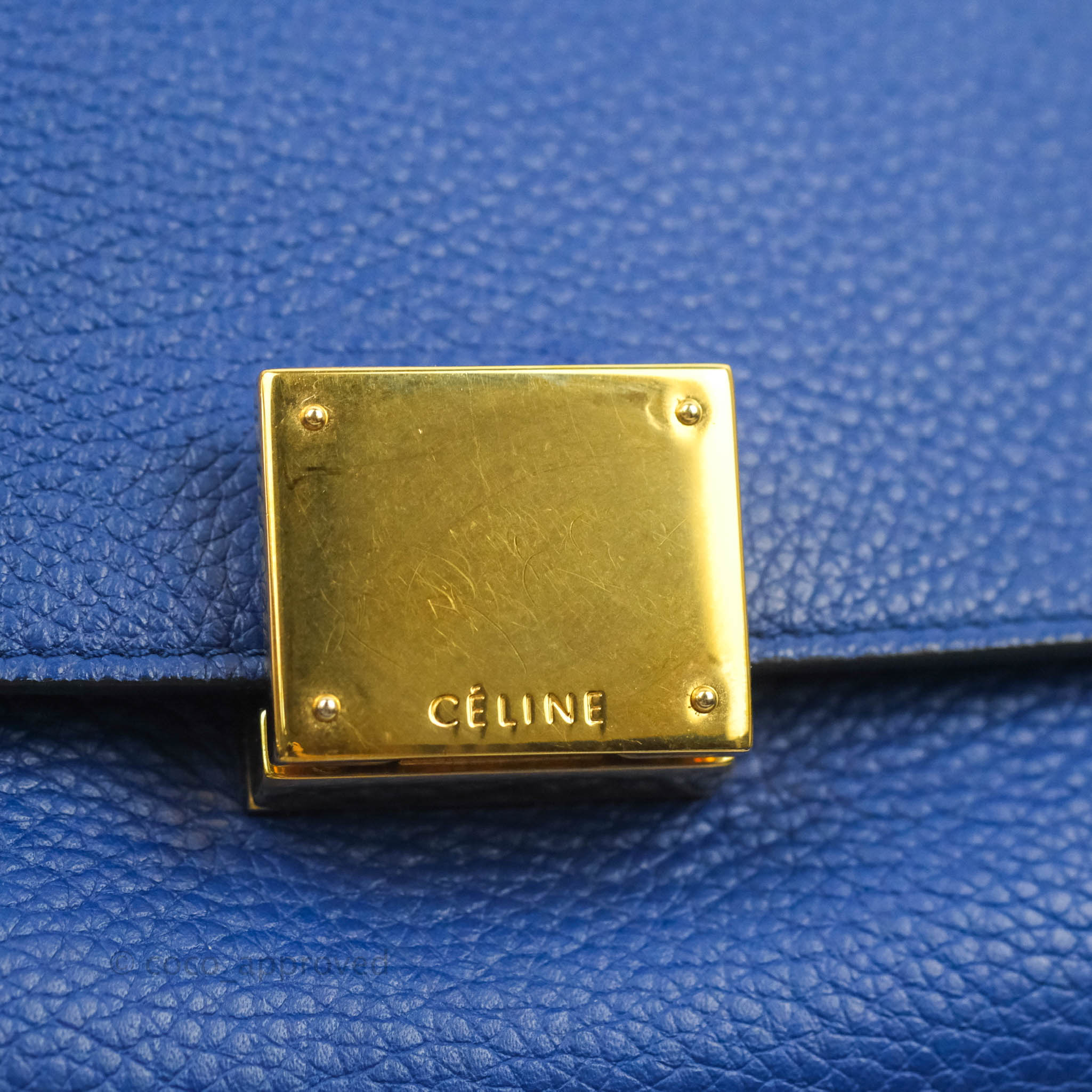 Celine Sleek Small Tri-Color Trapeze Bag in Blue Calfskin Leather - Perfect for Work, Travel & Everyday Use